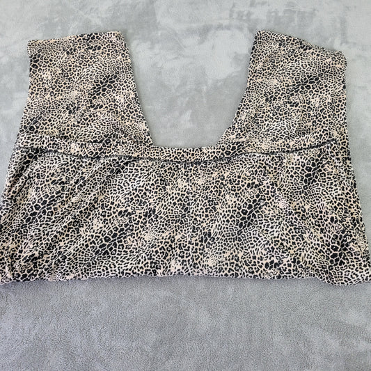 Catherines Women's Pajama Pants 5X Tan Black Animal Print Capri ANI51XE