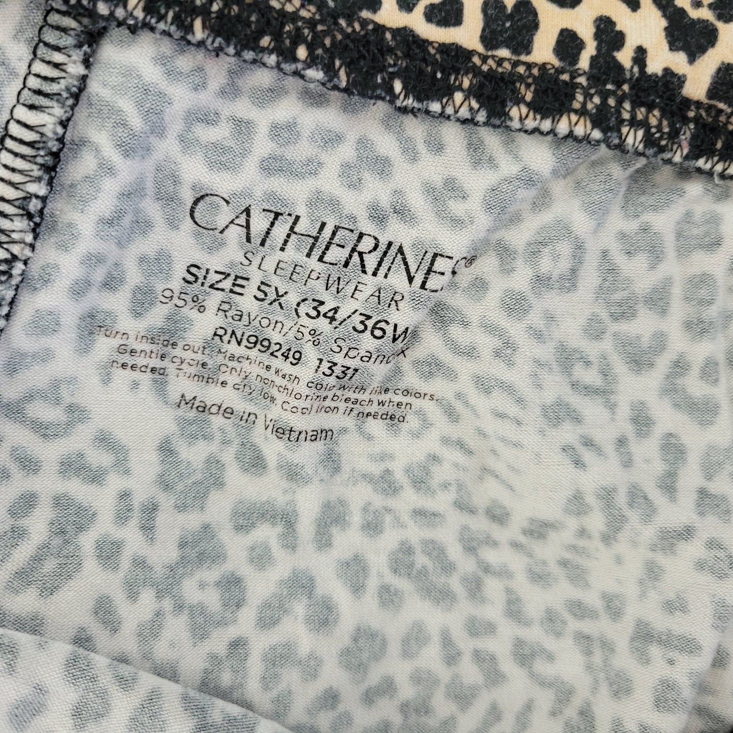 Catherines Women's Pajama Pants 5X Tan Black Animal Print Capri ANI51XE