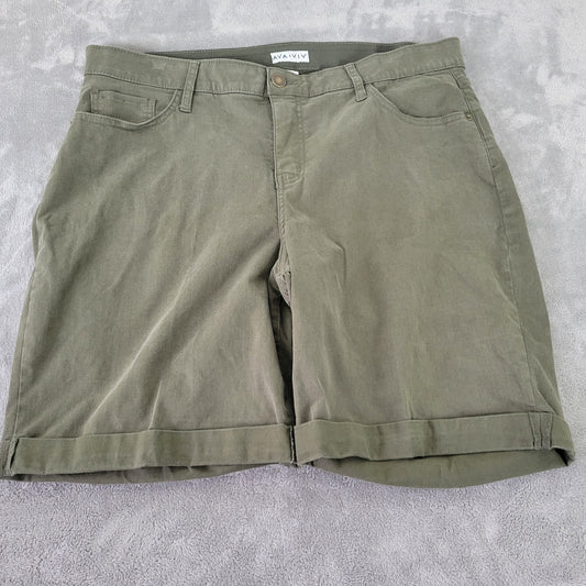 Ava & Viv Women's Green Denim Shorts Size 18W Cuffed Elastic Waist SHO14E