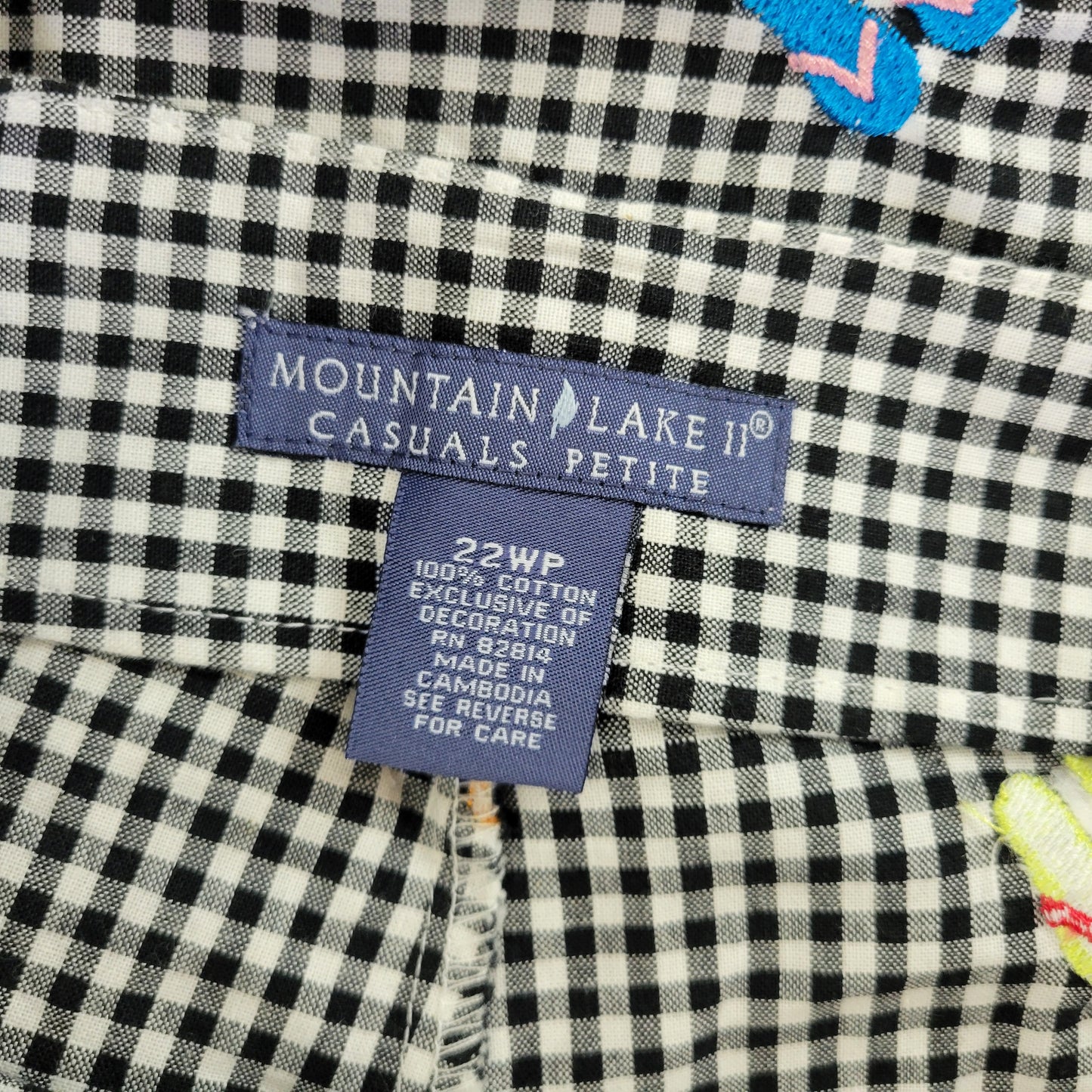 Mountain Lake II Women's Black Gingham Capri Pants Size 22WP Petite Check PLA53E