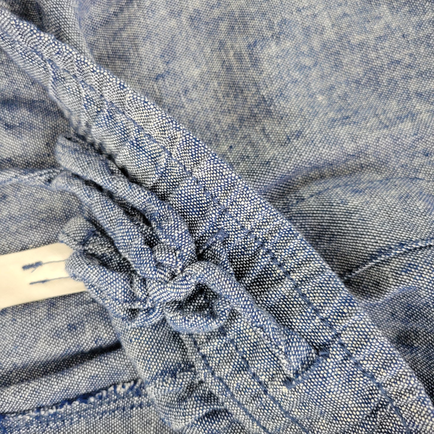 Old Navy Women's Shorts XL Blue Chambray Linen Blend Pull On Drawstring BLU267E