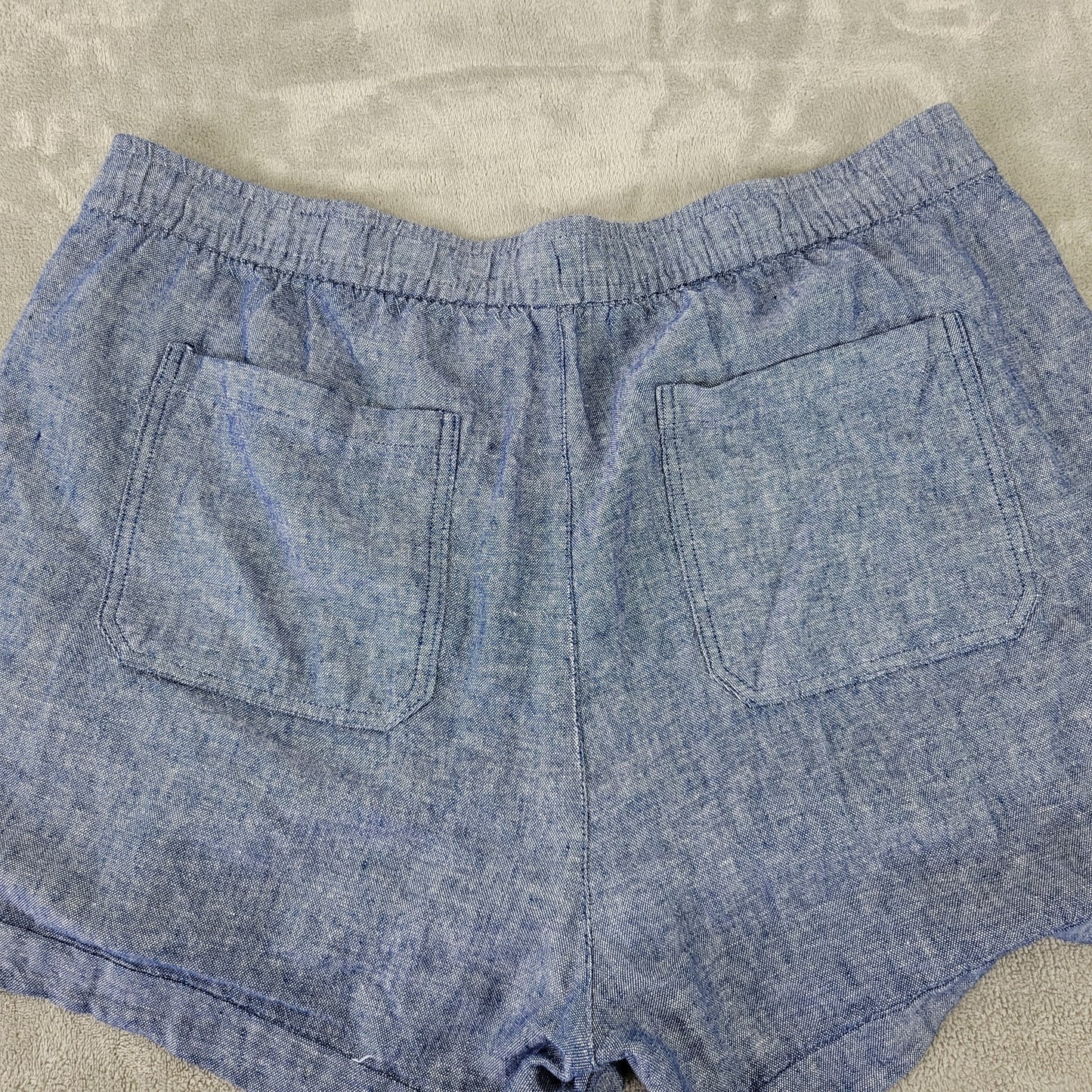 Old Navy Women's Shorts XL Blue Chambray Linen Blend Pull On Drawstring BLU267E