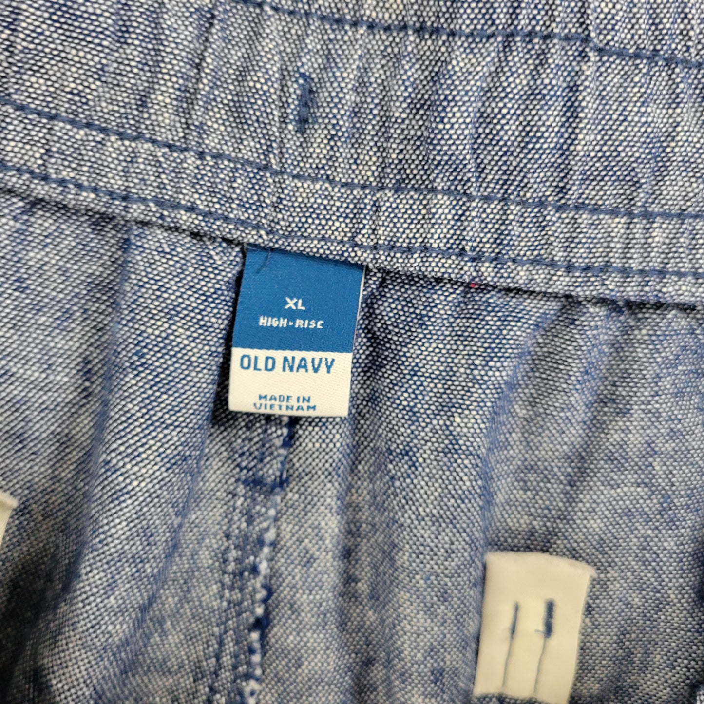 Old Navy Women's Shorts XL Blue Chambray Linen Blend Pull On Drawstring BLU267E