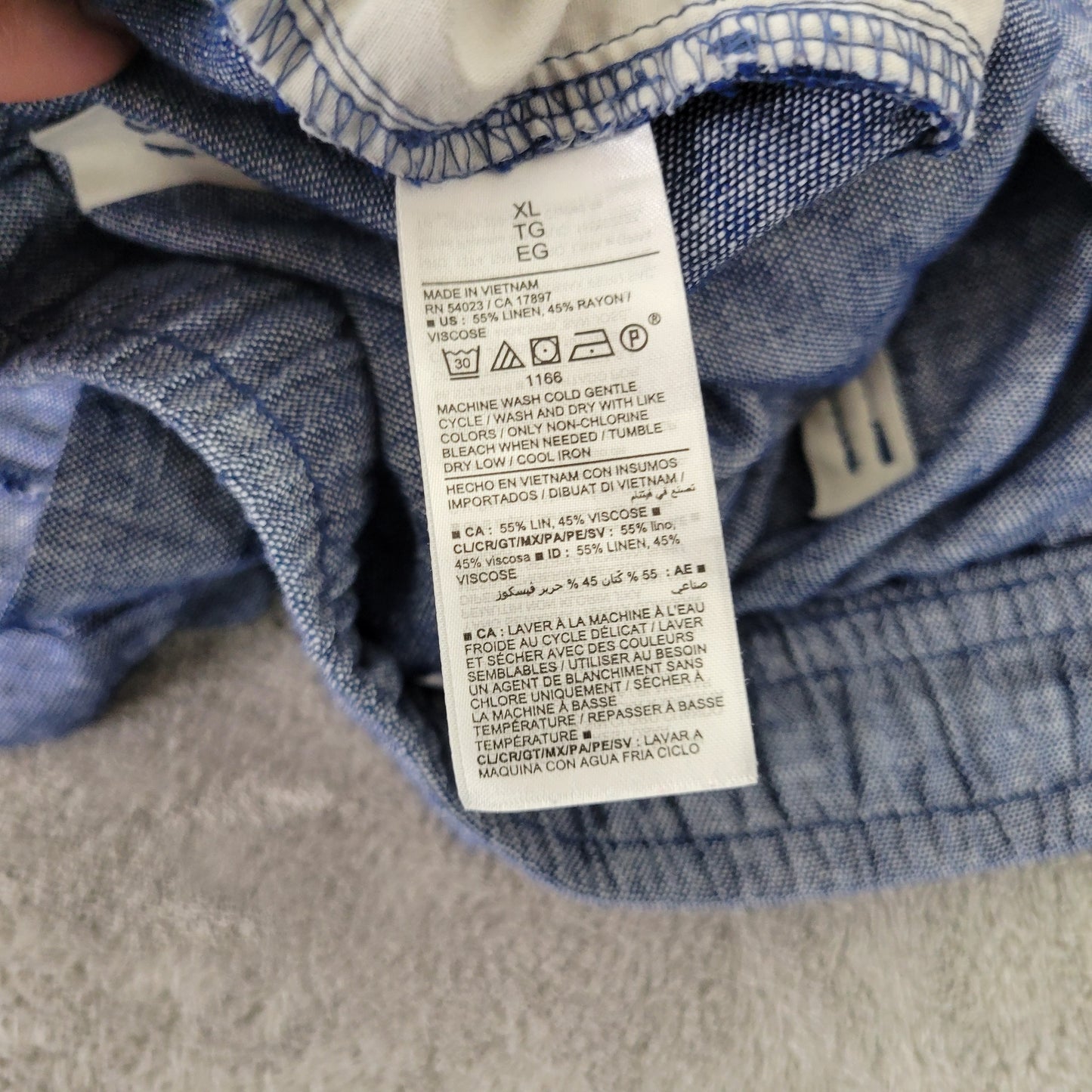 Old Navy Women's Shorts XL Blue Chambray Linen Blend Pull On Drawstring BLU267E