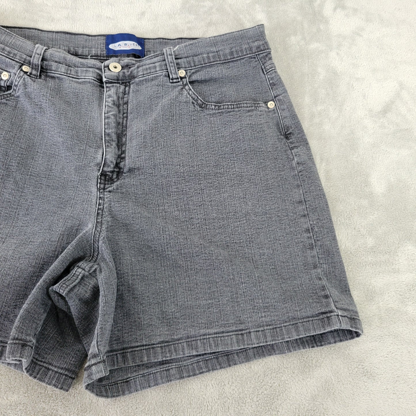 LA Blues Women's 18W Muted Black Denim Shorts Size Plus Elastic Waist SHO12E