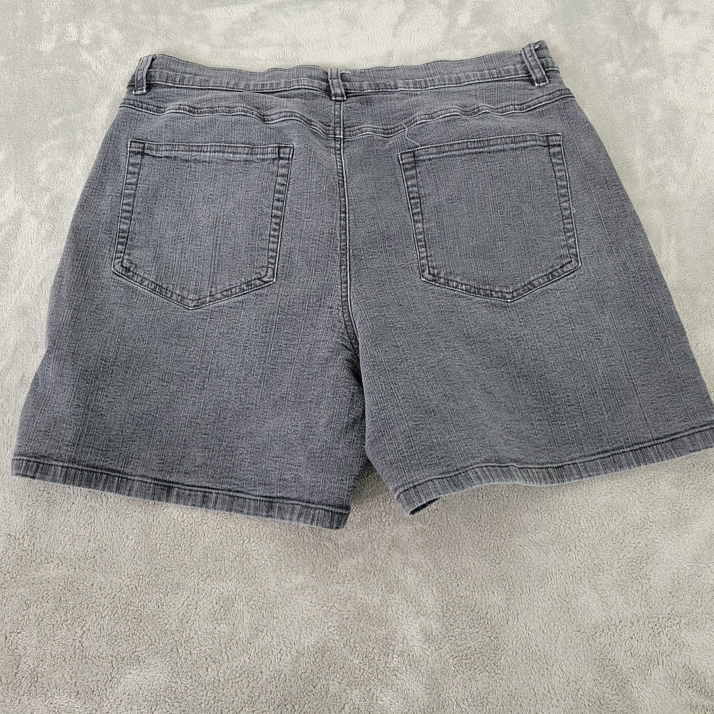 LA Blues Women's 18W Muted Black Denim Shorts Size Plus Elastic Waist SHO12E