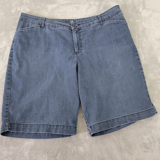 St. John's Bay Women's Size 18W Denim Bermuda Shorts Dark Blue Stretch SHO11E