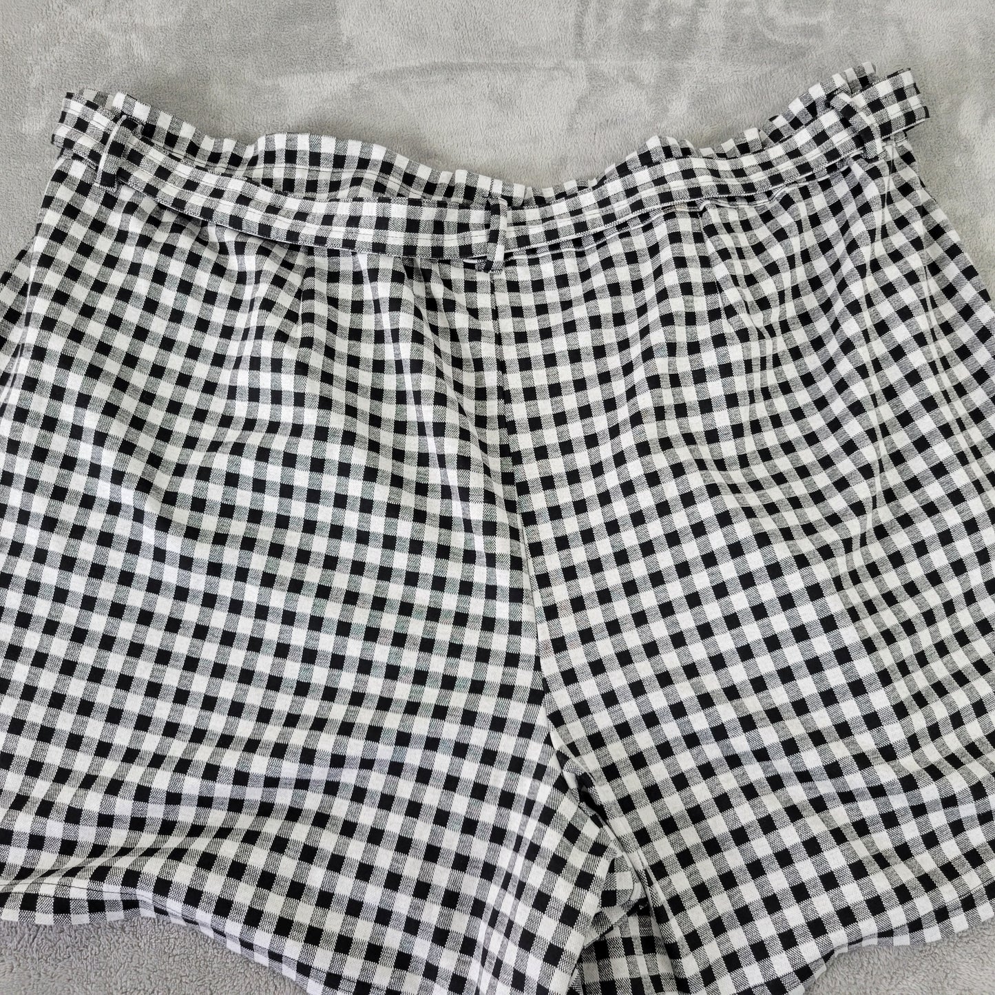 Cato Est 1946 Women's Gingham Shorts 26W 28W Black White Check Belted PLA5E