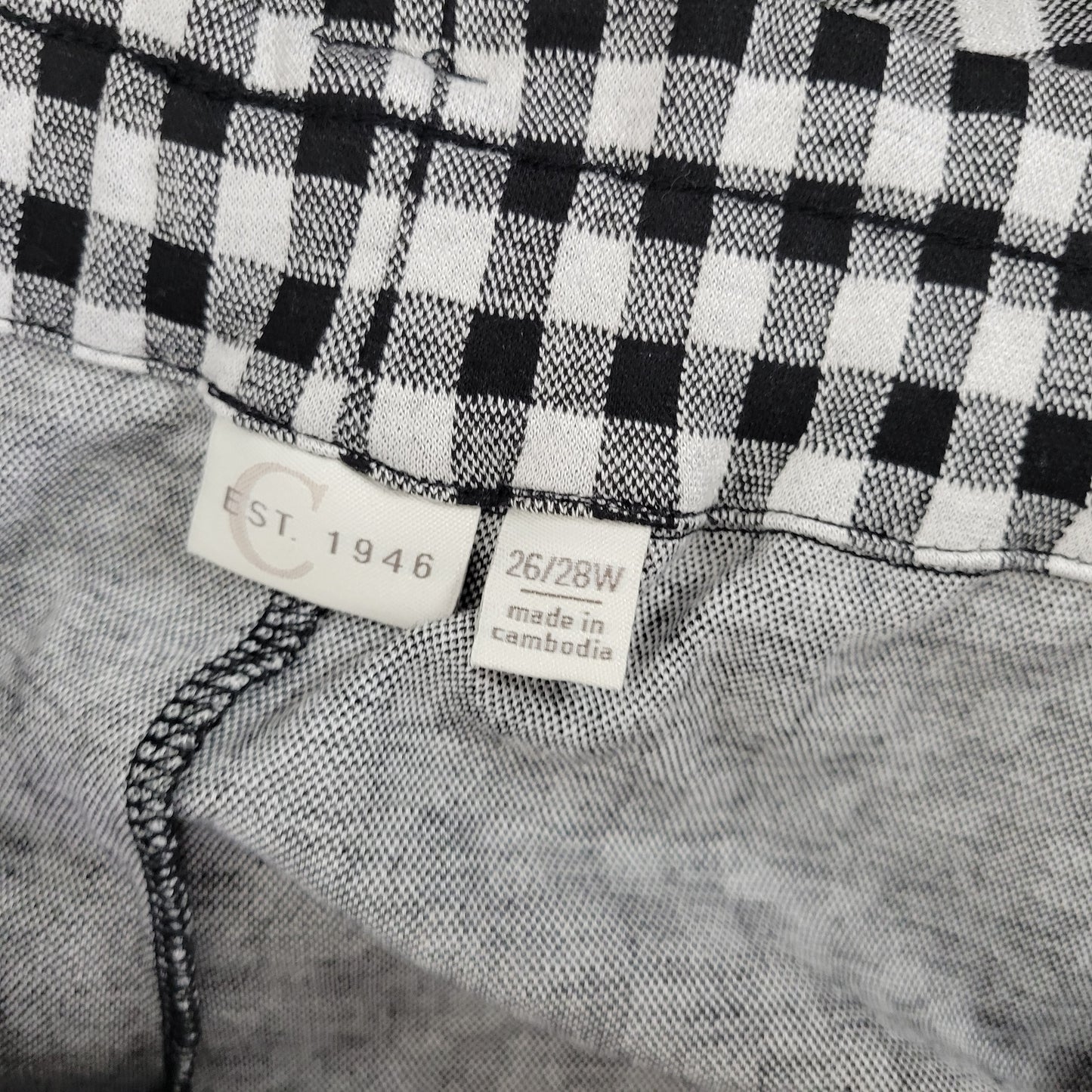 Cato Est 1946 Women's Gingham Shorts 26W 28W Black White Check Belted PLA5E