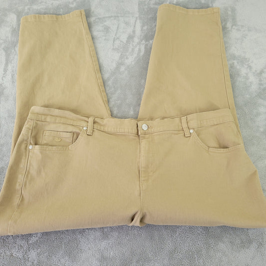 Gloria Vanderbilt Amanda Women's Jeans Size 22W Tan Khaki Straight Leg SL97E