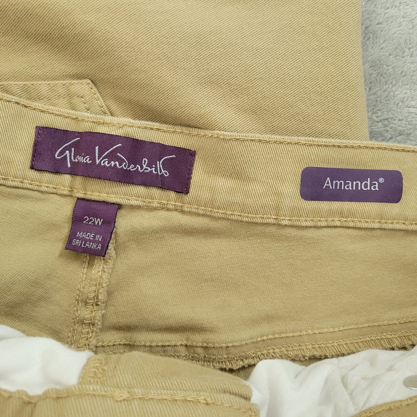 Gloria Vanderbilt Amanda Women's Jeans Size 22W Tan Khaki Straight Leg SL97E