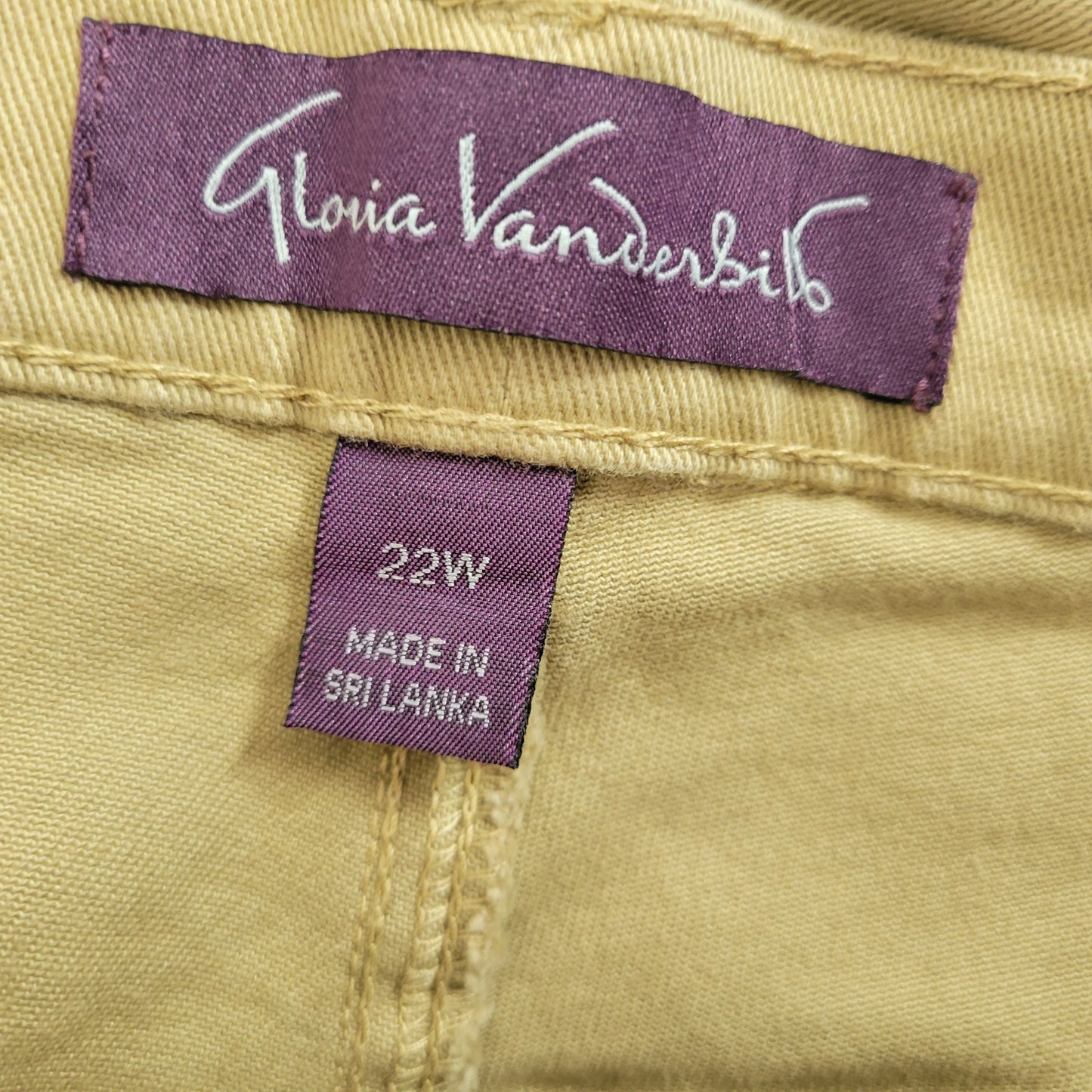 Gloria Vanderbilt Amanda Women's Jeans Size 22W Tan Khaki Straight Leg SL97E