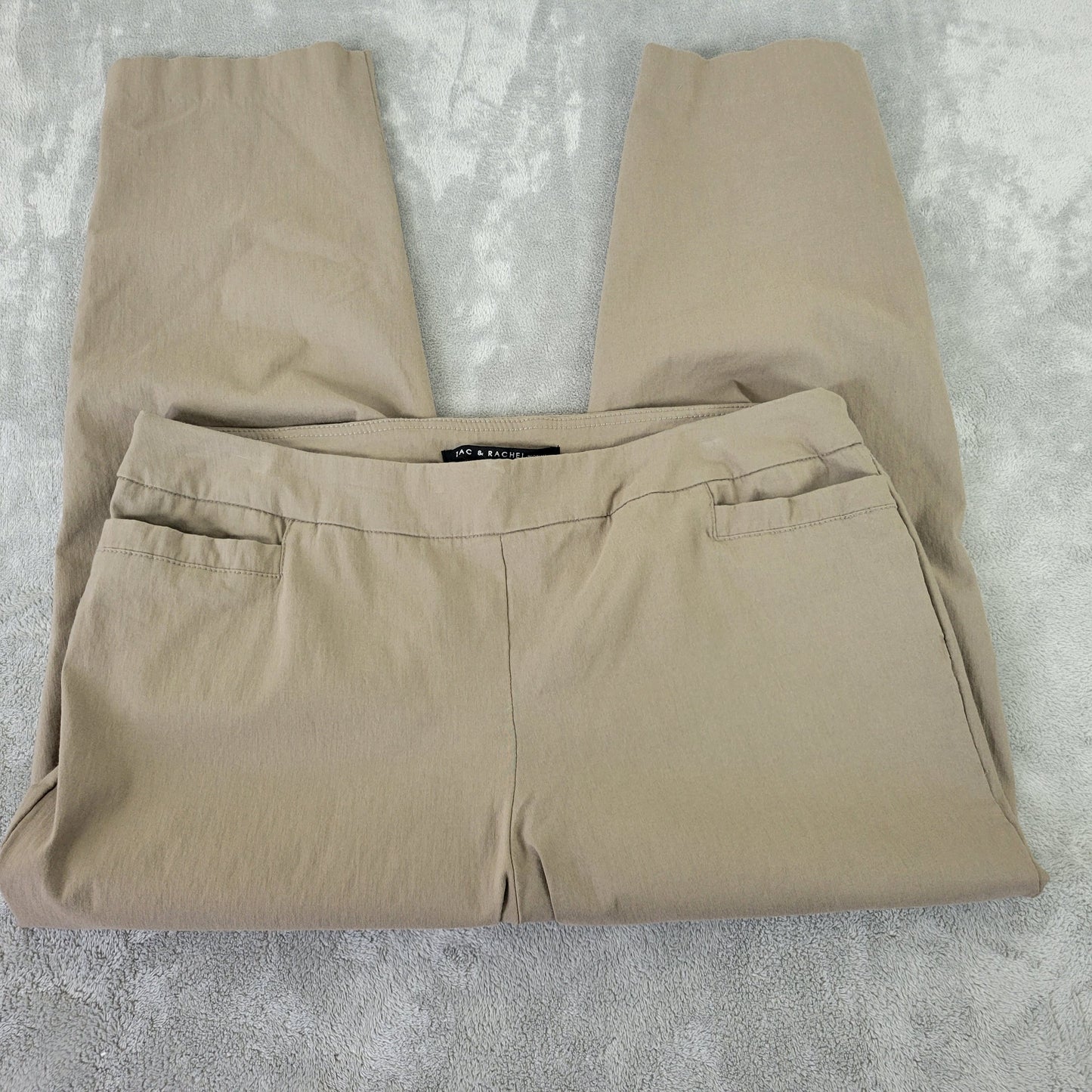 Zac & Rachel Womens 18W Tan Dress Pants Comfort Stretch Pull On BRO8E