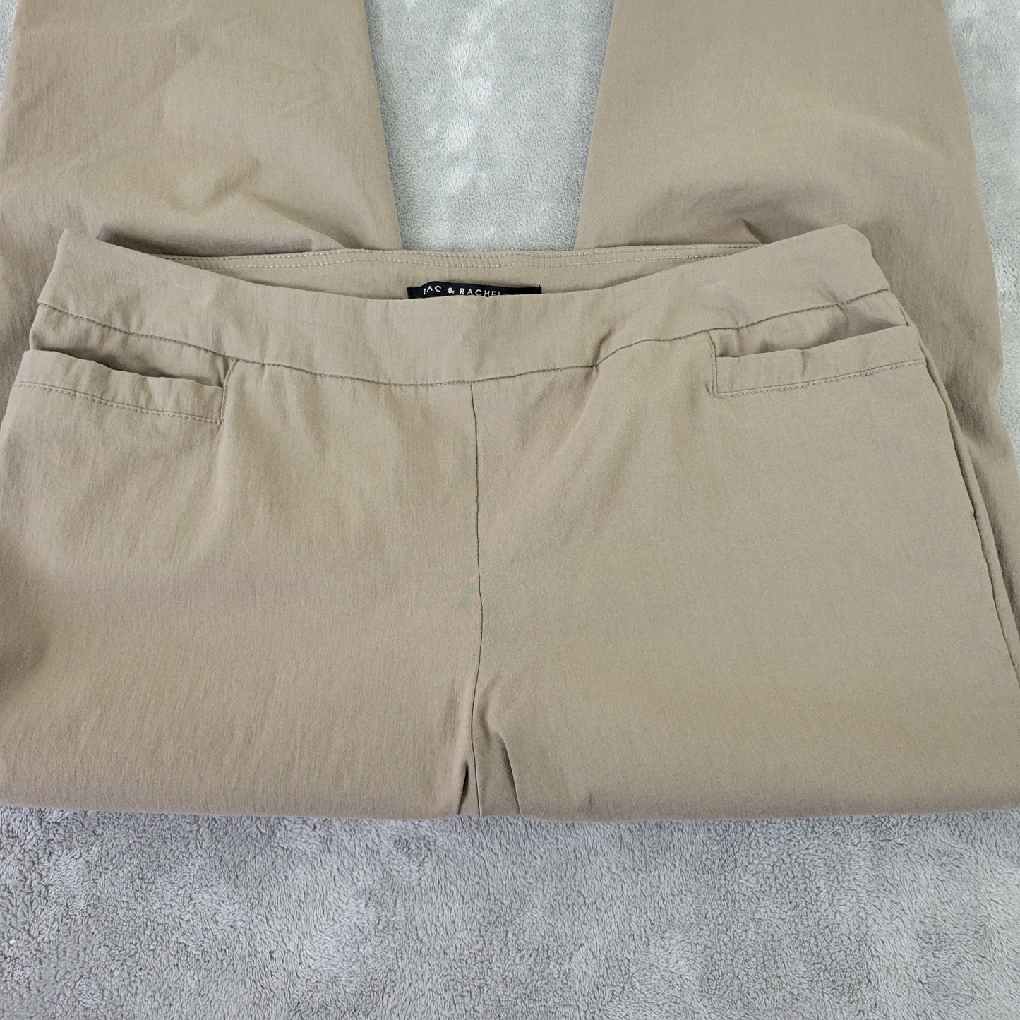 Zac & Rachel Womens 18W Tan Dress Pants Comfort Stretch Pull On BRO8E