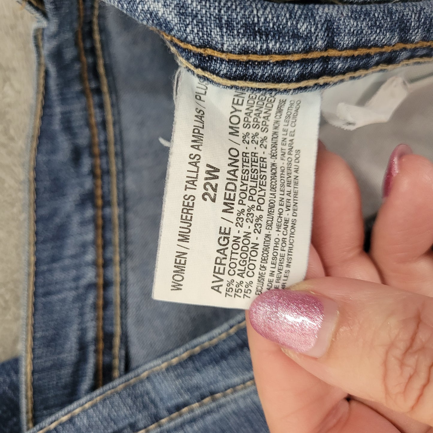 Gloria Vanderbilt Women's 22W Dark Blue Jeans Straight Leg Stretch SL100E