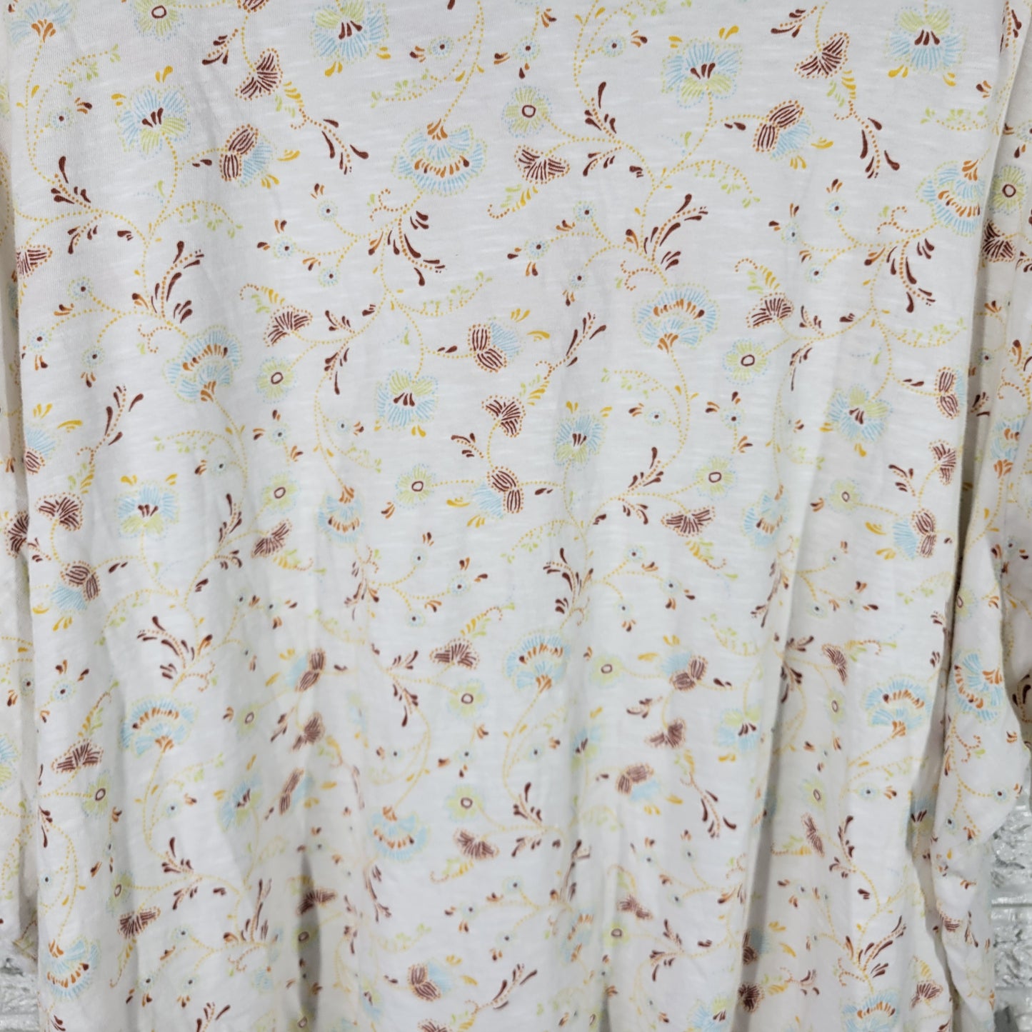 ANA 5X Brown Yellow Floral Tee 100% Cotton Crew Neck Short Sleeve Plus FLO3E