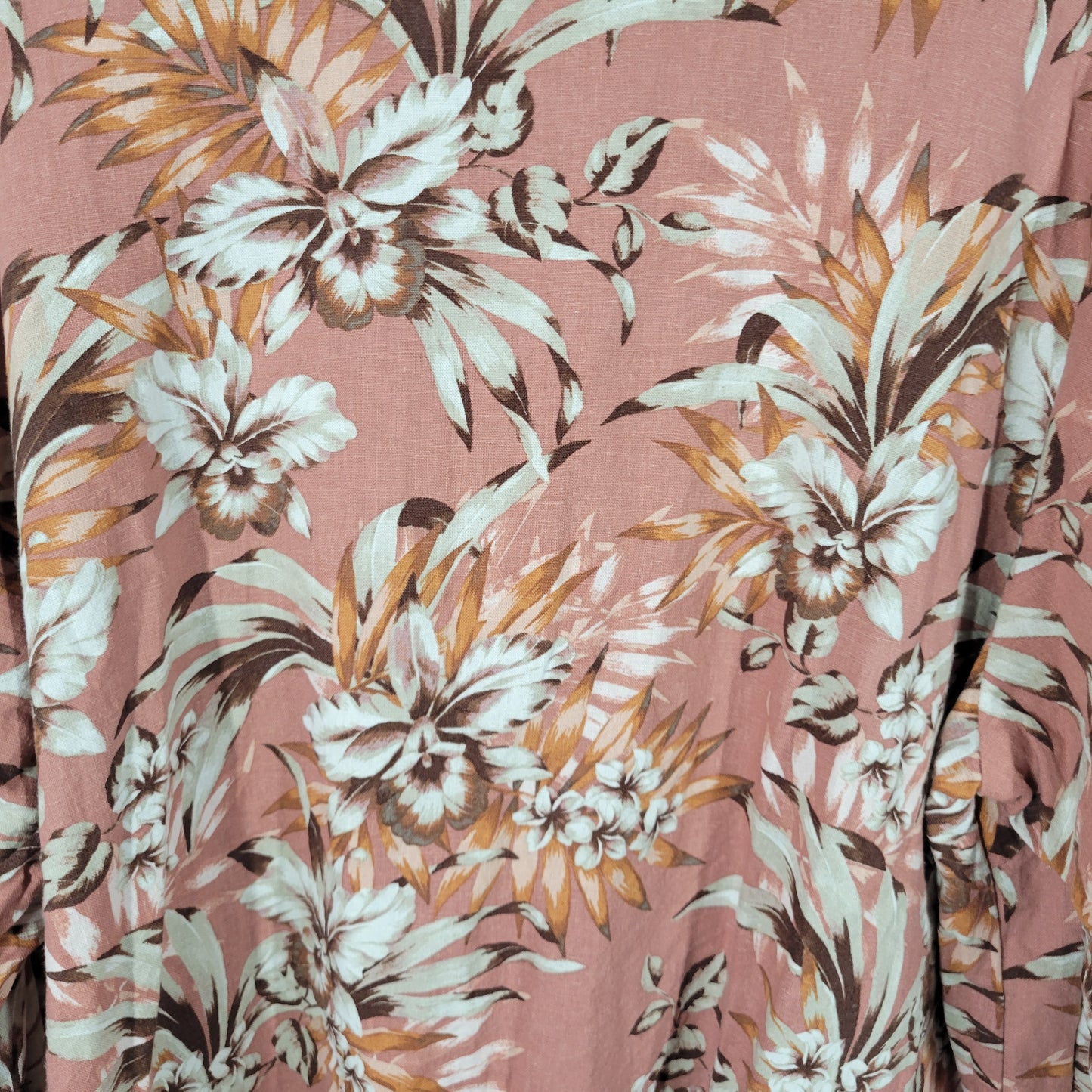 Nine West 3X Pink Brown Floral Top Long Sleeve Side Slit Pullover FLO240XE