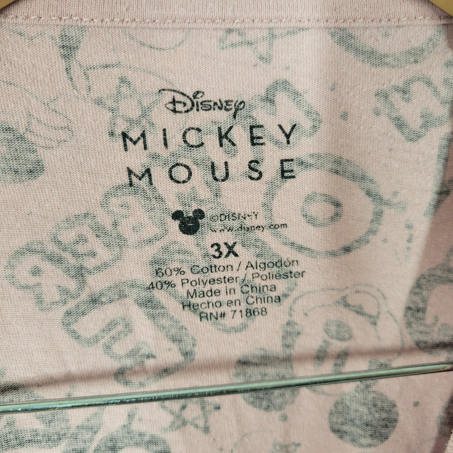 Disney Mickey Mouse 3X Lavender Tee Cotton Blend Jersey Short Sleeve NOV96E