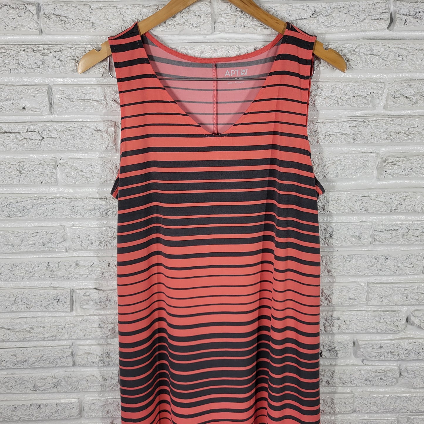 Apt 9 XL Orange Gray Striped Sheath Tank Dress Midi Stretch Casual Travel STR97E