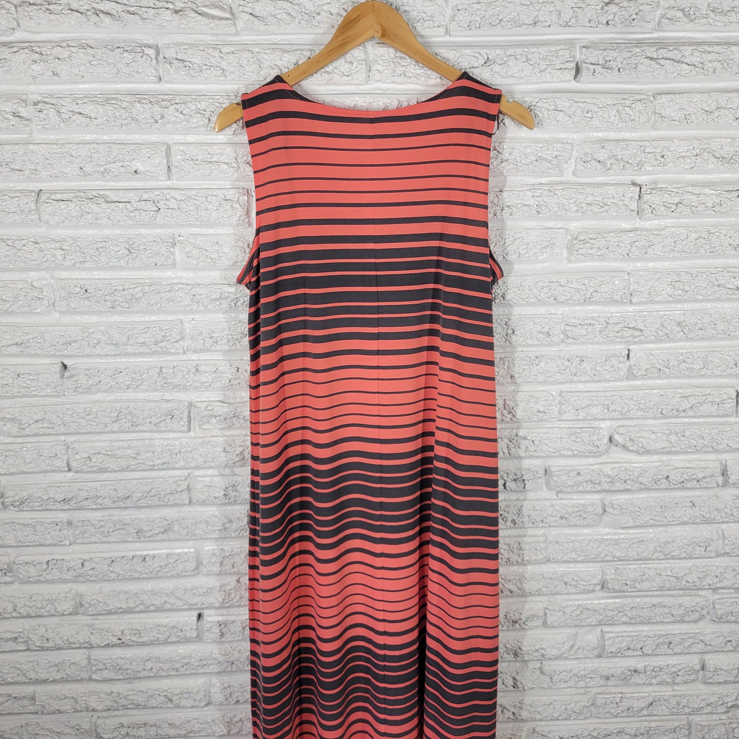 Apt 9 XL Orange Gray Striped Sheath Tank Dress Midi Stretch Casual Travel STR97E