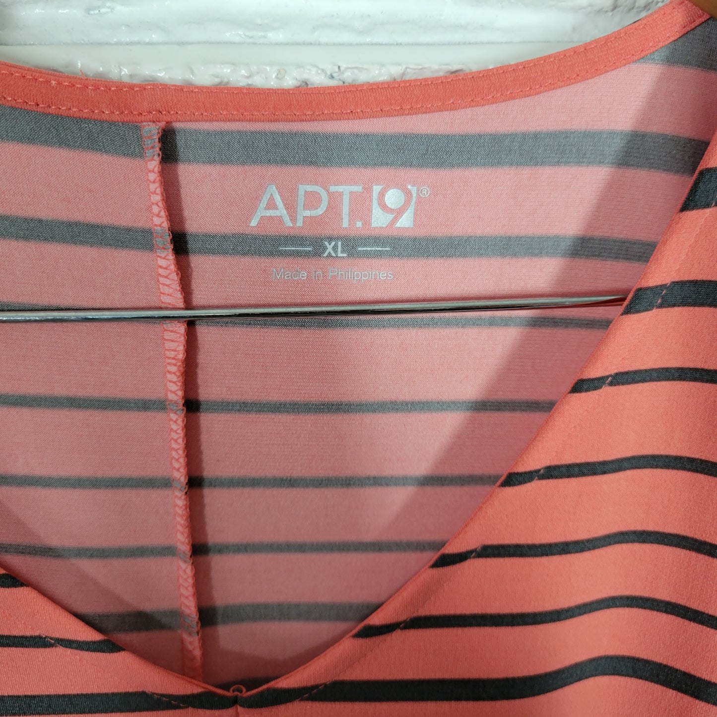 Apt 9 XL Orange Gray Striped Sheath Tank Dress Midi Stretch Casual Travel STR97E