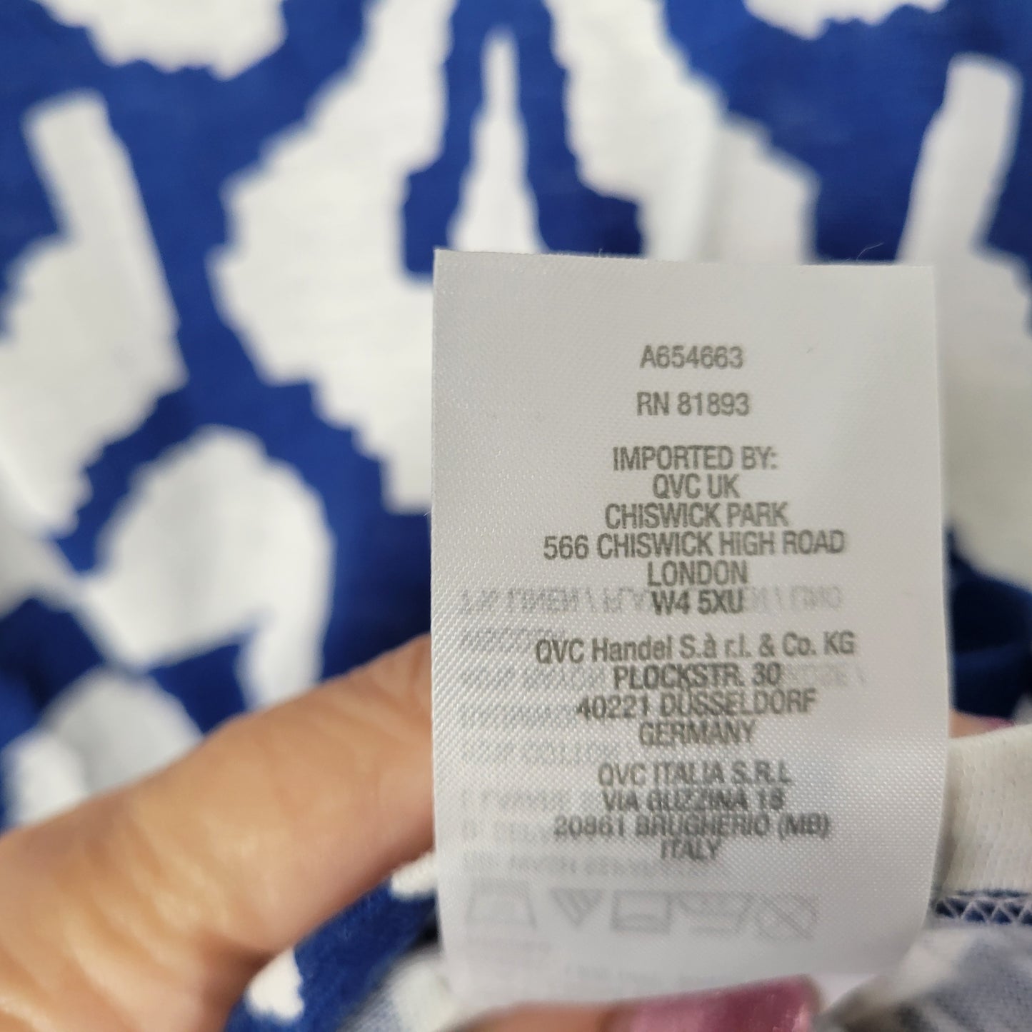 Denim & Co. XL Blue White Watercolor Tank Top Cotton Stretch Crew WAT42E