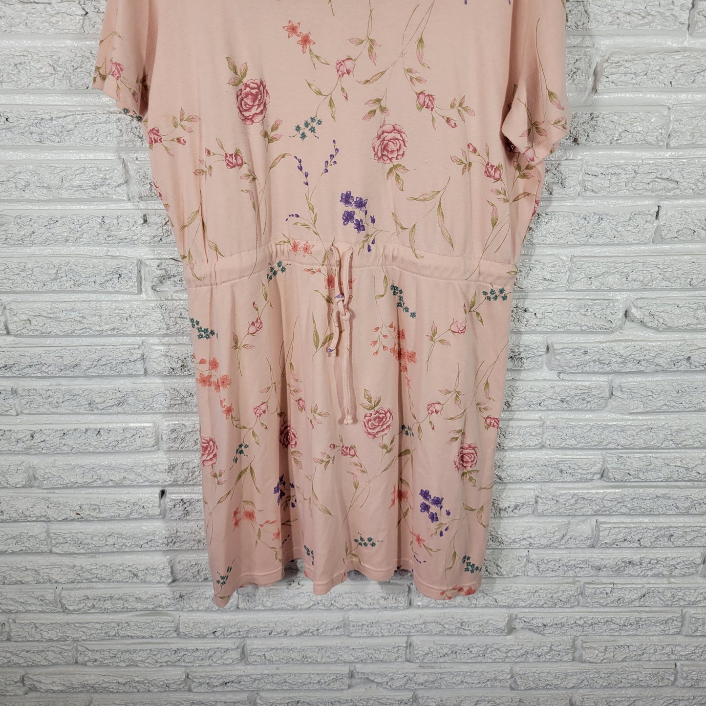San Michelle Bay 18W Pink Floral Mini T-Shirt Dress Cotton Blend Stretch FLO182E