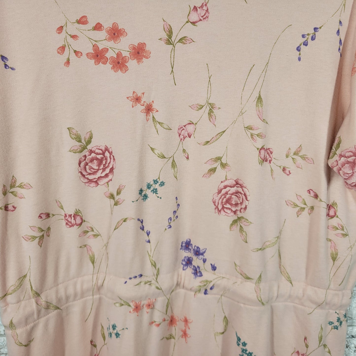 San Michelle Bay 18W Pink Floral Mini T-Shirt Dress Cotton Blend Stretch FLO182E