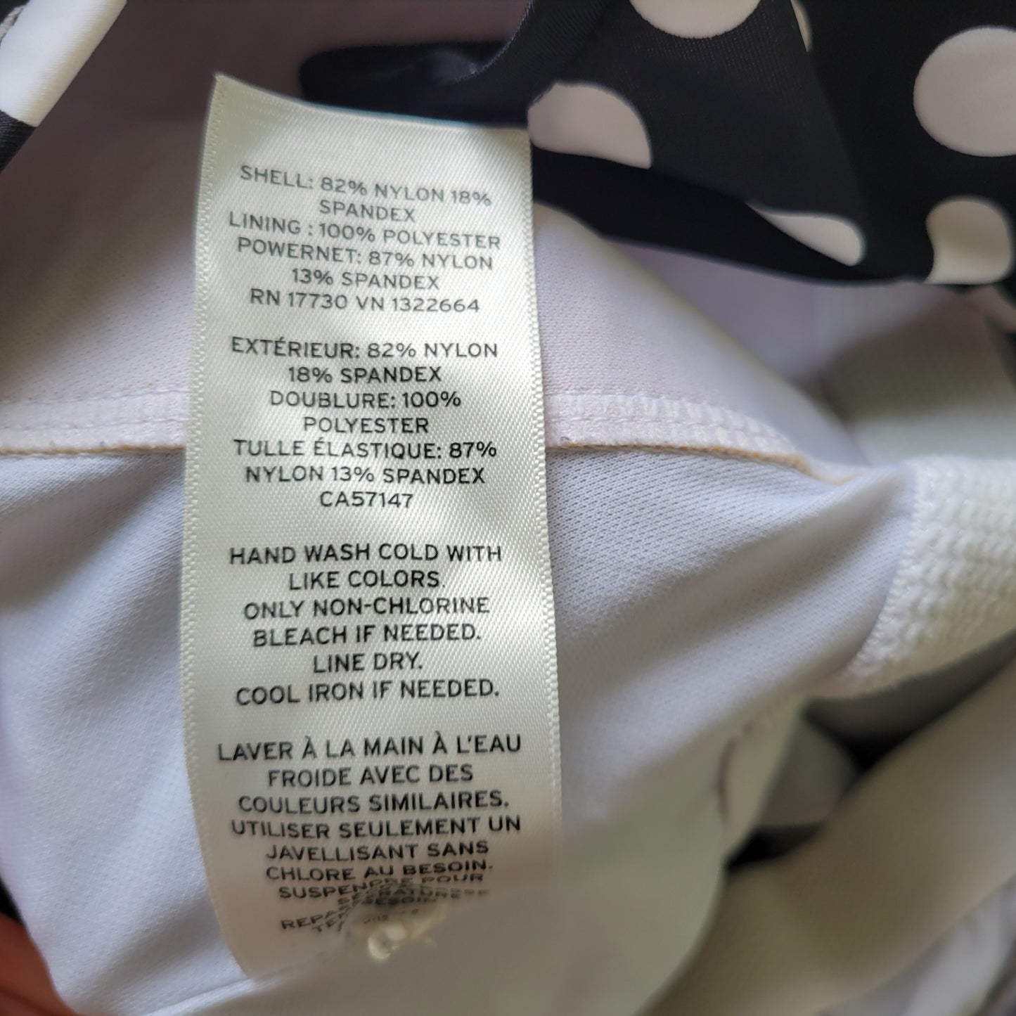 Ava & Viv 18W One Piece Swimsuit Skirted Black Polka Dot Built-in Bra GEO105E