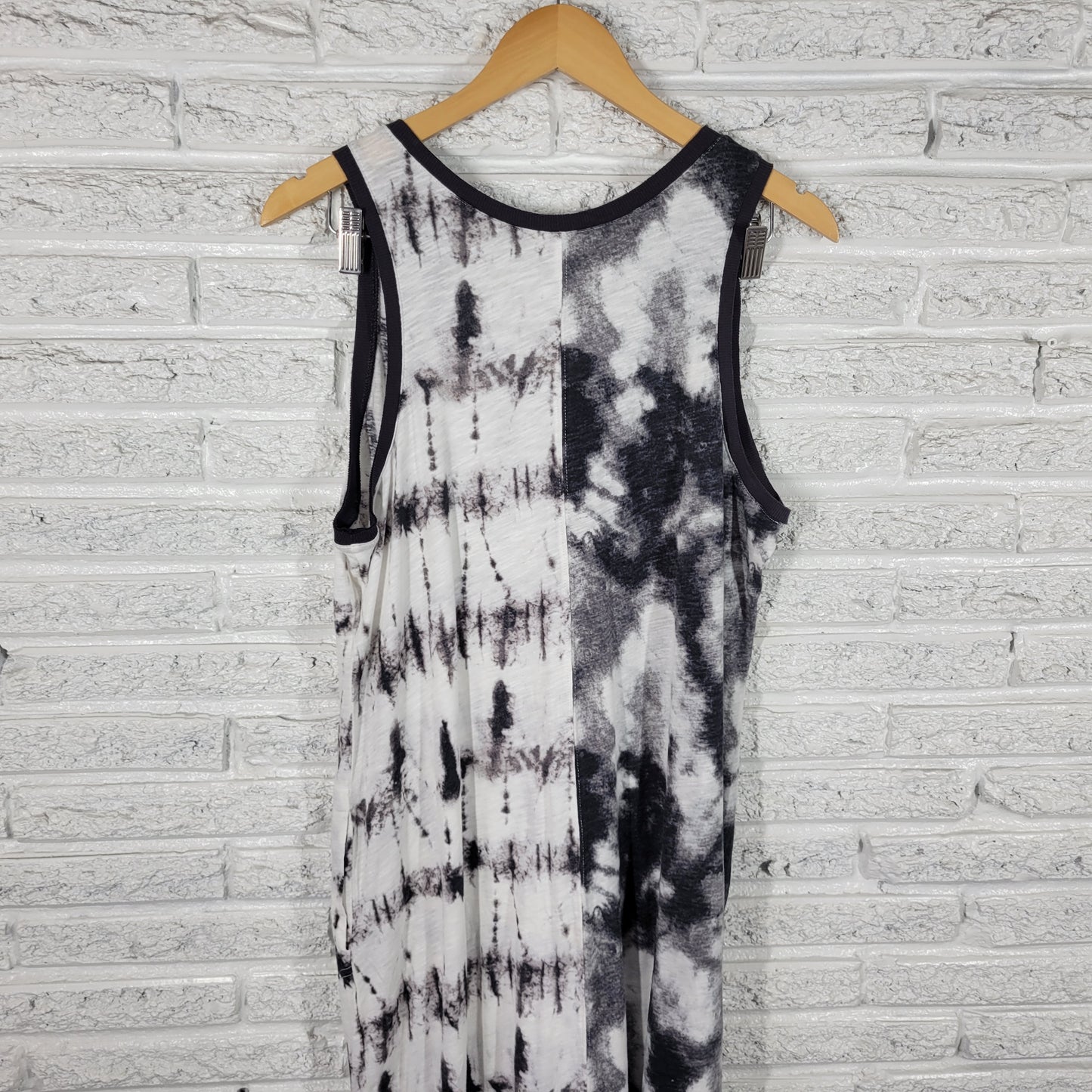 Cato Est 1946 XLP Black White Tie Dye Tank Dress Pockets Midi 100% Cotton A26E