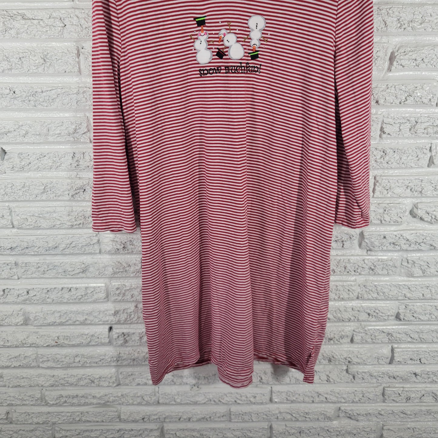 Secret Treasures L/XL Christmas Nightgown Snowman Red White Striped NOV93E