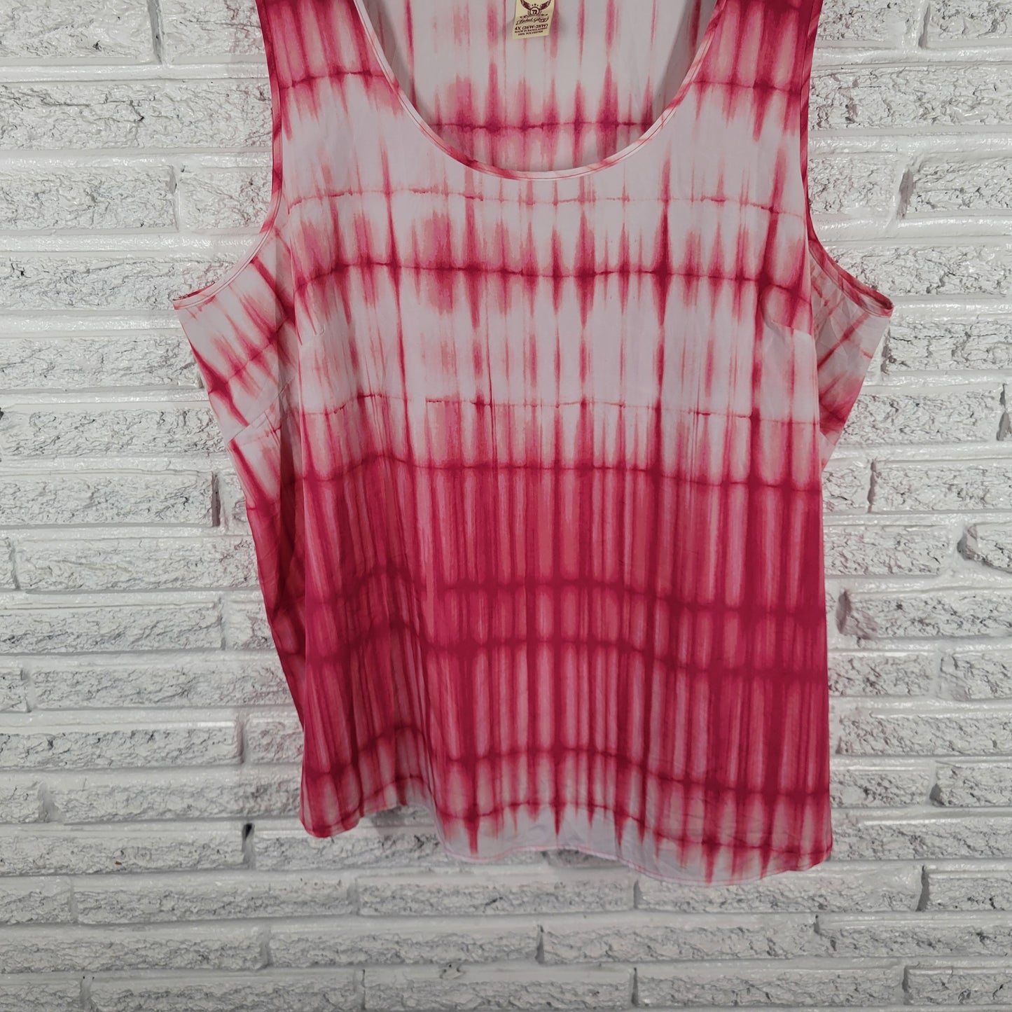 Faded Glory 4X Tank Top Pink White Tie Dye Sleeveless Round Neck TIE1XE