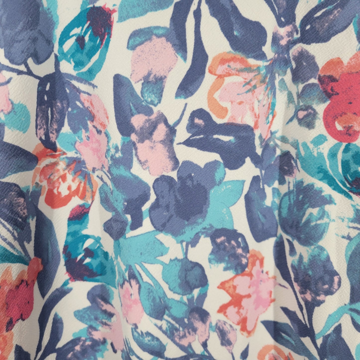 Croft & Barrow XL Tank Top Blue Pink Floral Sleeveless Crew Neck Stretch FLO136E