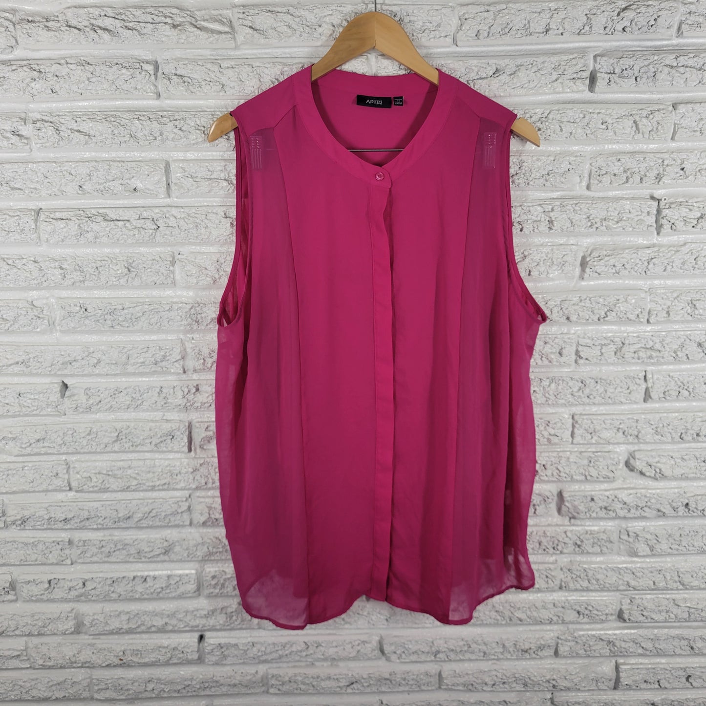 Apt 9 Women's Top 2X Purple Sleeveless Button Up Blouse Round Neck Lined PUR43E