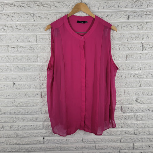 Apt 9 Women's Top 2X Purple Sleeveless Button Up Blouse Round Neck Lined PUR43E