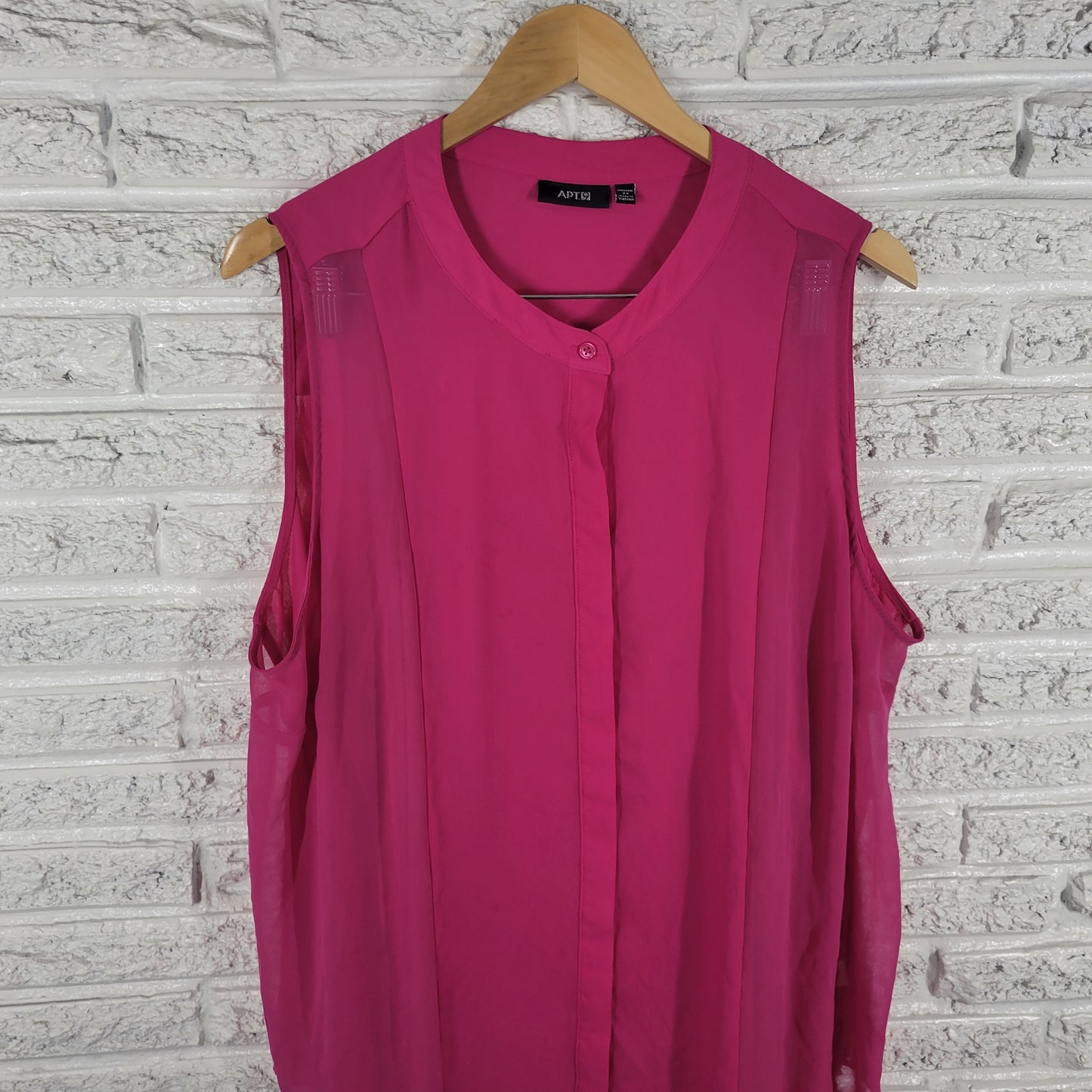 Apt 9 Women's Top 2X Purple Sleeveless Button Up Blouse Round Neck Lined PUR43E