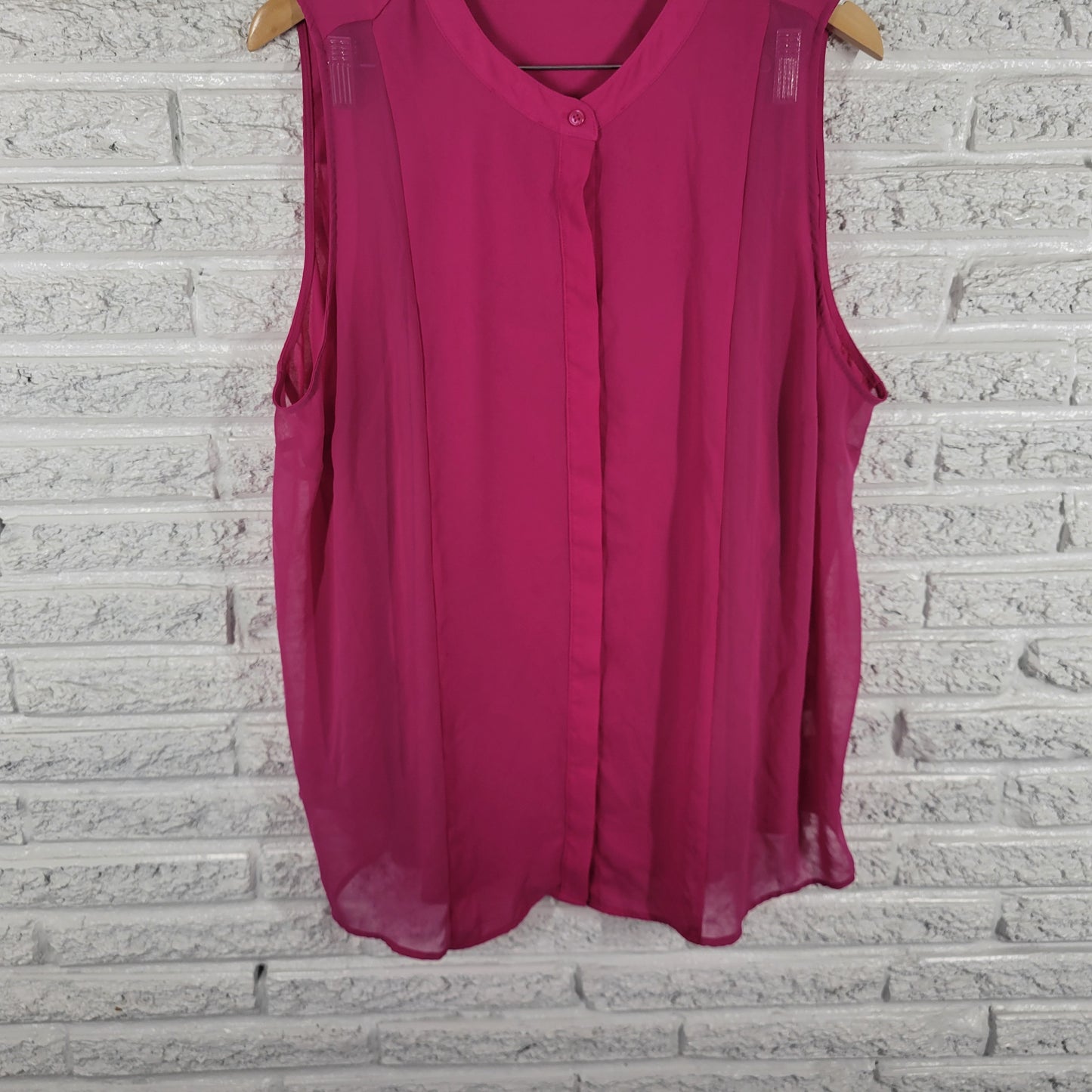Apt 9 Women's Top 2X Purple Sleeveless Button Up Blouse Round Neck Lined PUR43E
