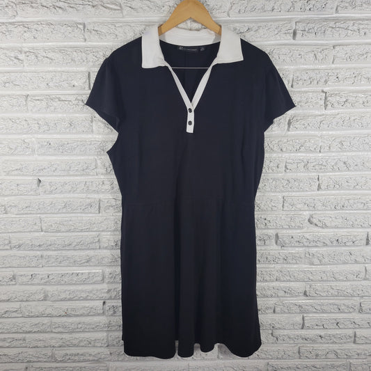 NY & Co Dress XXL Black Cotton Fit & Flare Shirt Dress Short Sleeve BLA31E