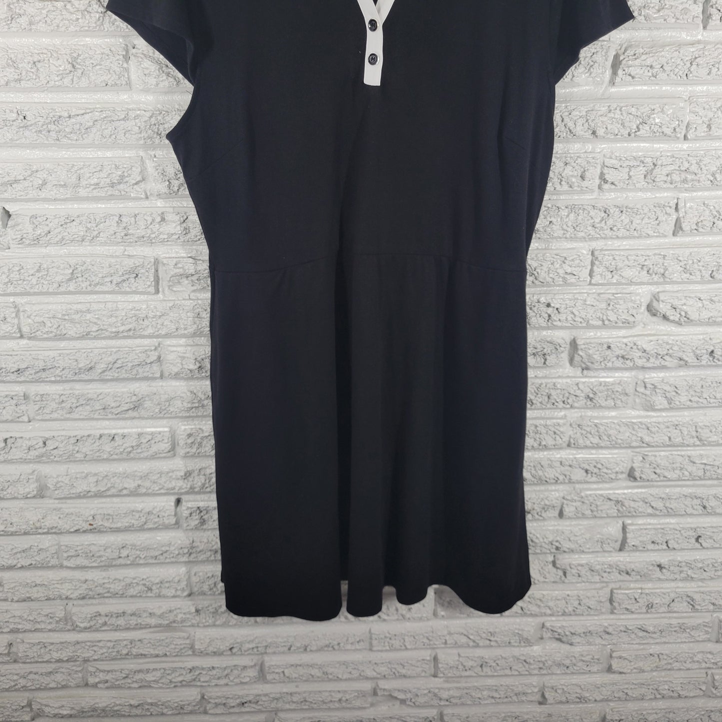 NY & Co Dress XXL Black Cotton Fit & Flare Shirt Dress Short Sleeve BLA31E