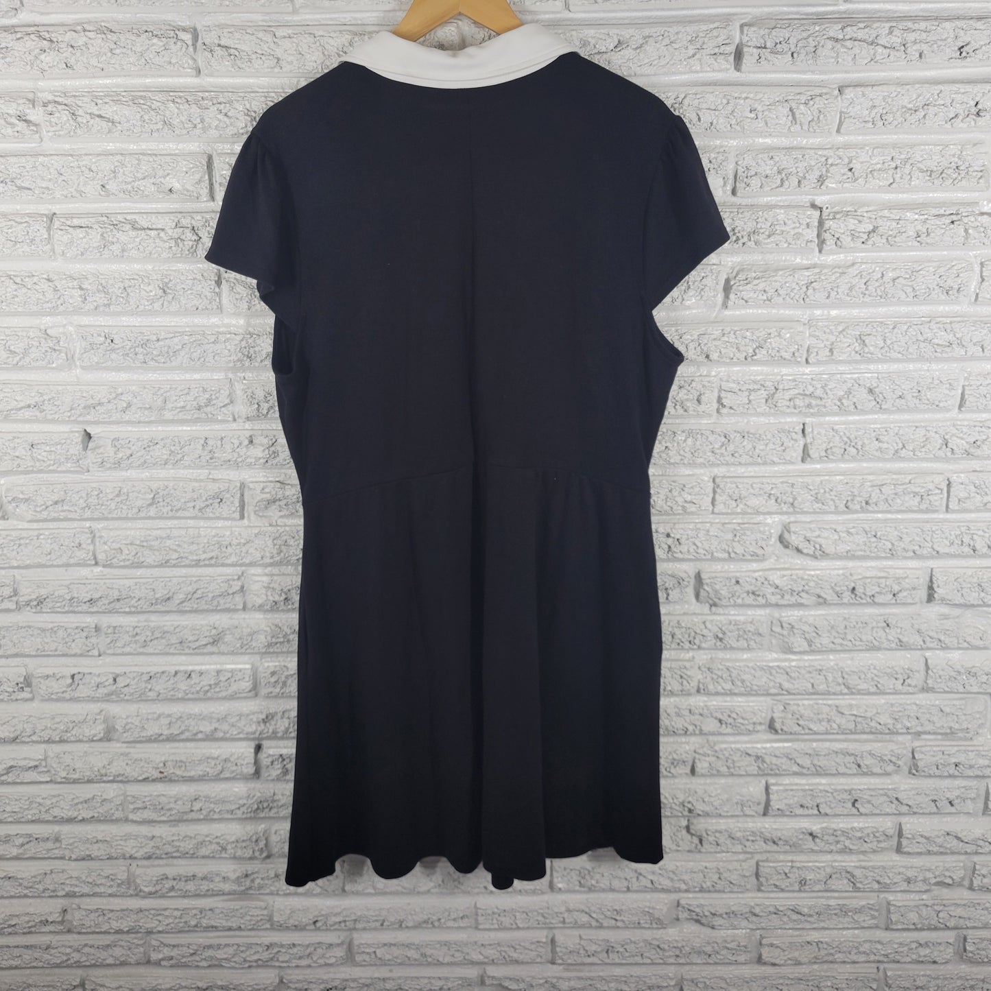 NY & Co Dress XXL Black Cotton Fit & Flare Shirt Dress Short Sleeve BLA31E