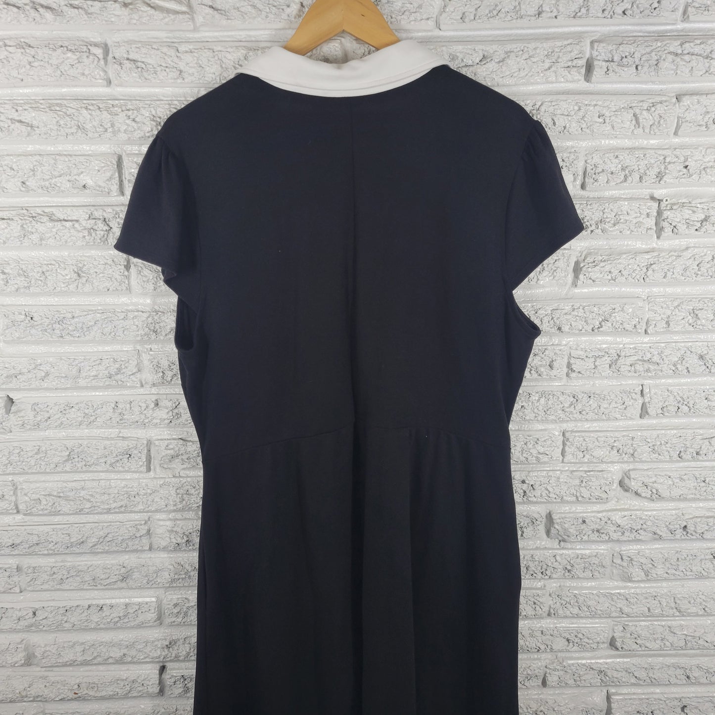 NY & Co Dress XXL Black Cotton Fit & Flare Shirt Dress Short Sleeve BLA31E