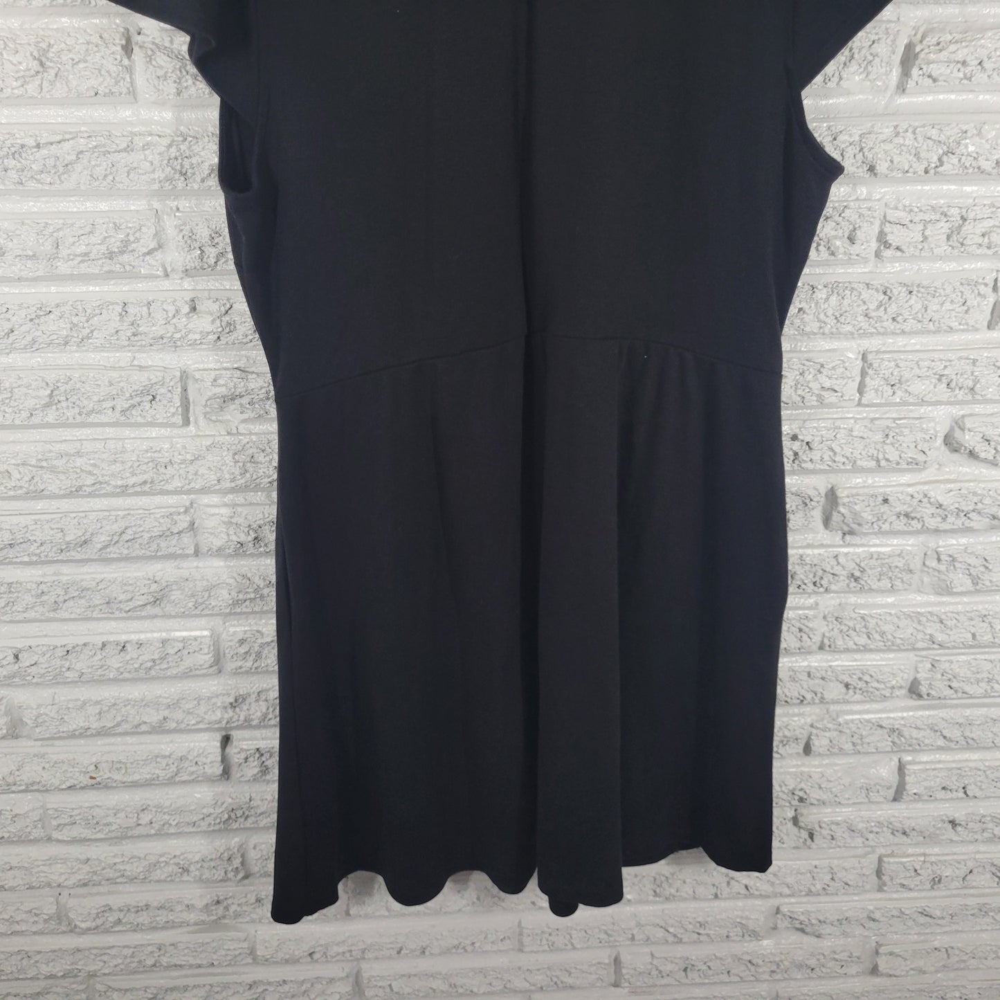 NY & Co Dress XXL Black Cotton Fit & Flare Shirt Dress Short Sleeve BLA31E