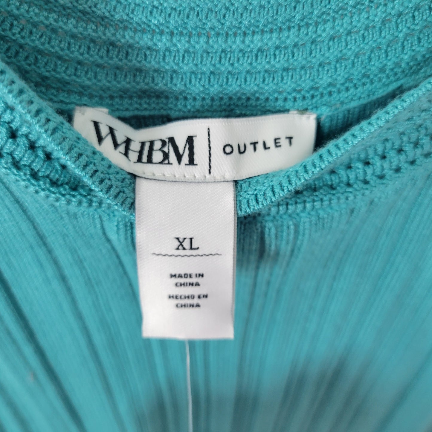 White House Black Market XL Blue Blouse Ribbed Linear Stitch Sleeveless BLU139E