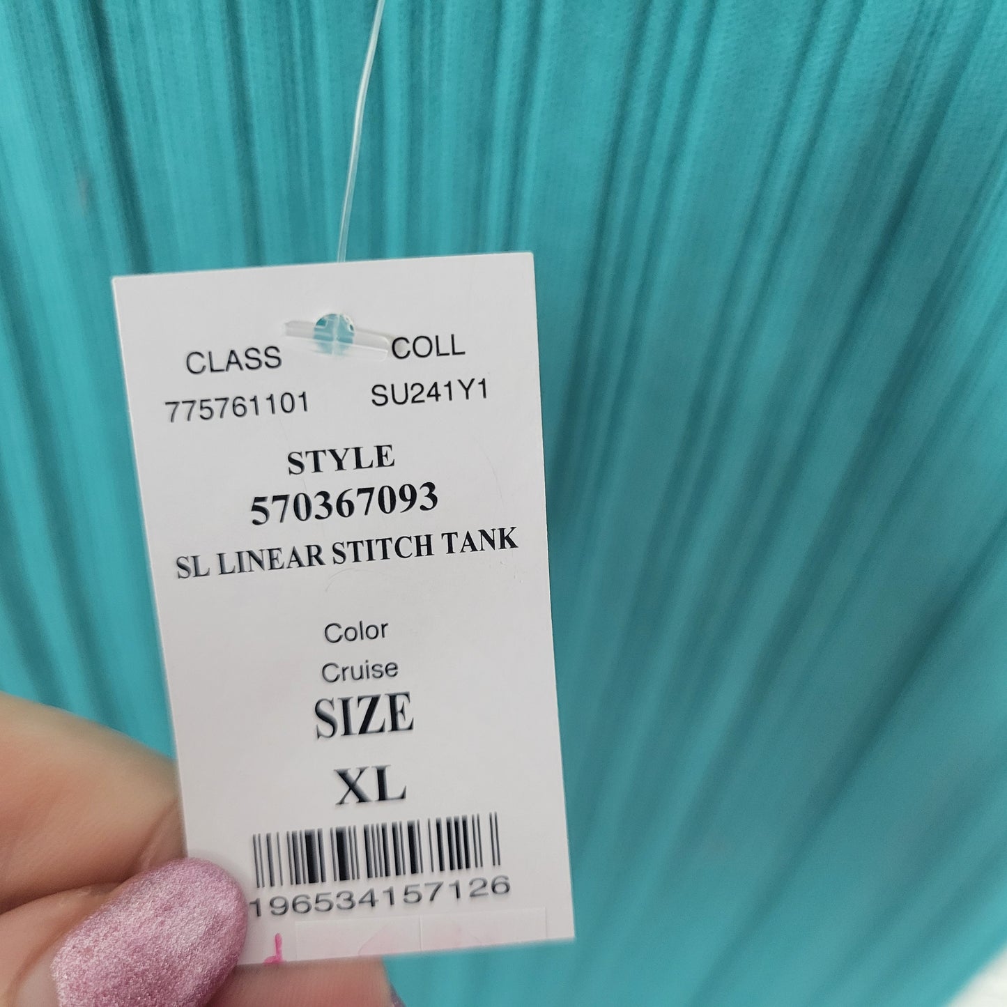 White House Black Market XL Blue Blouse Ribbed Linear Stitch Sleeveless BLU139E