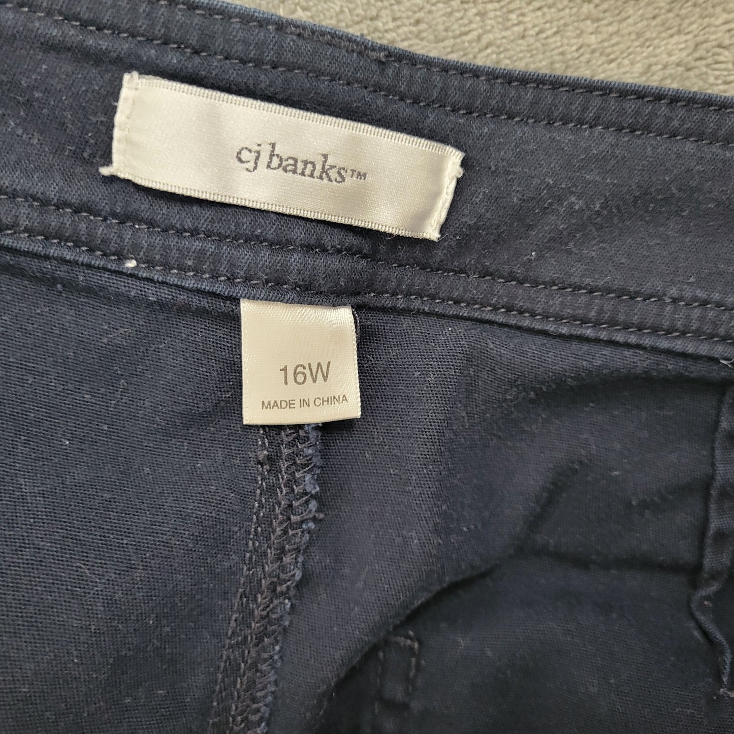 CJ Banks 16W Indigo Blue Capri Pants Straight Leg Stretch Cotton Denim CAP10E
