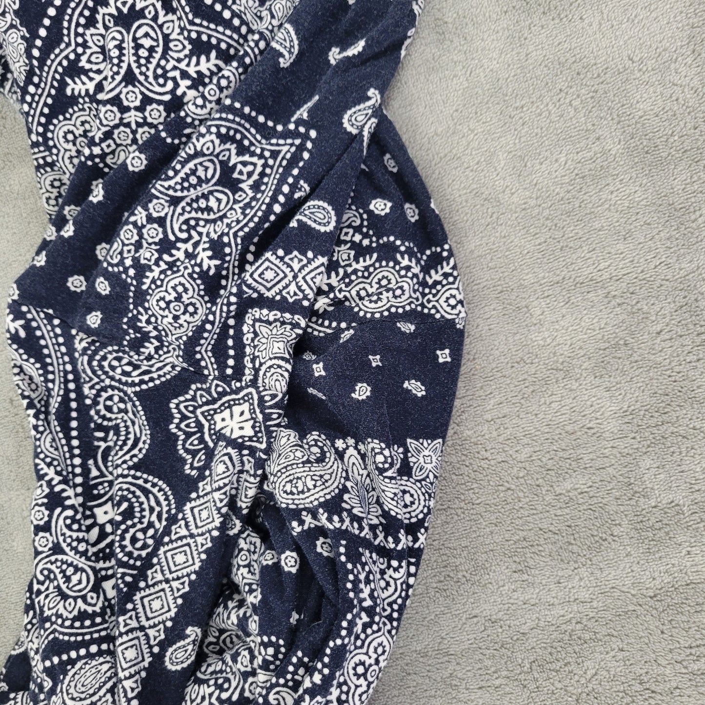 Cato 22W 24W Blue White Paisley Wide Leg Pants Drawstring Elastic Waist PAI41E