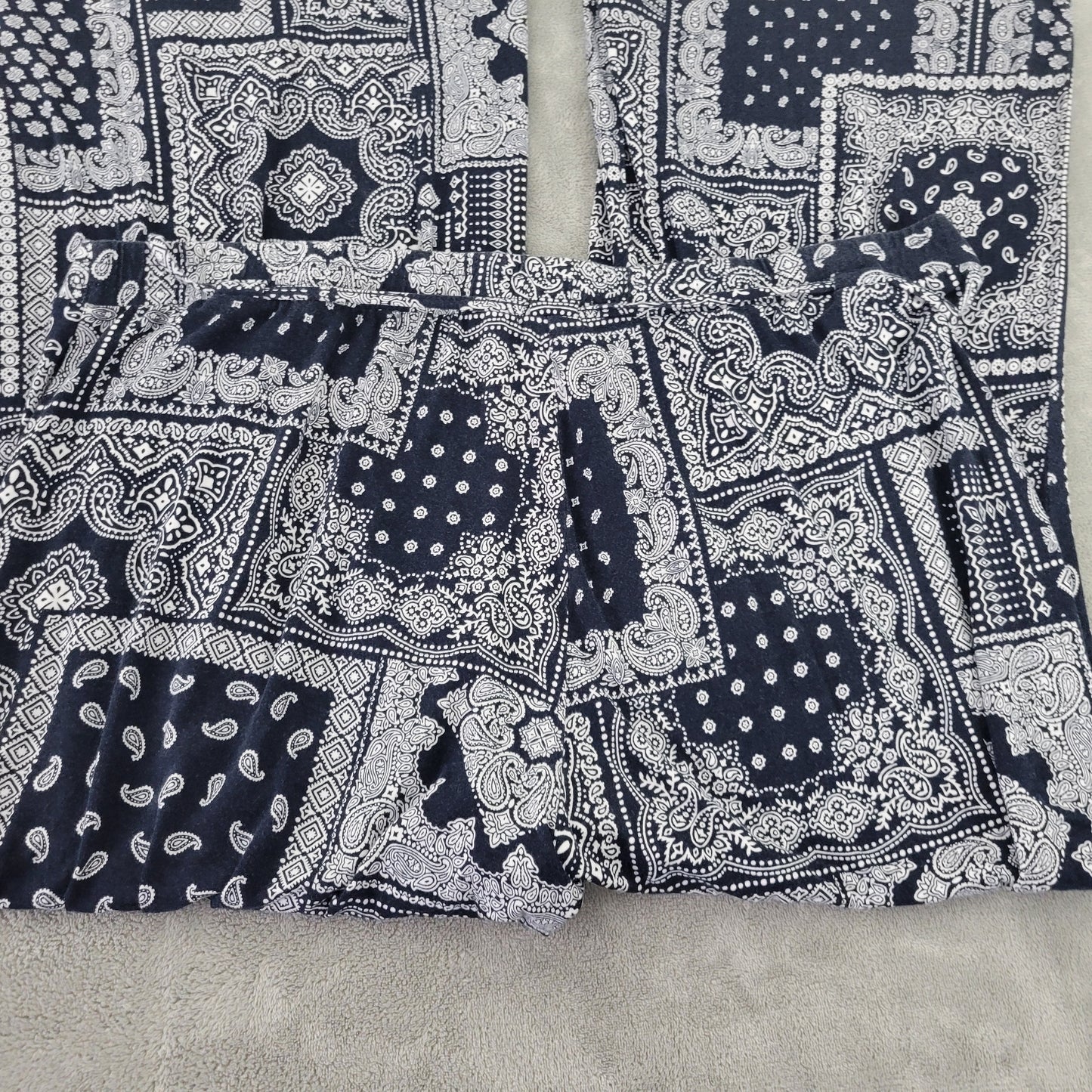 Cato 22W 24W Blue White Paisley Wide Leg Pants Drawstring Elastic Waist PAI41E