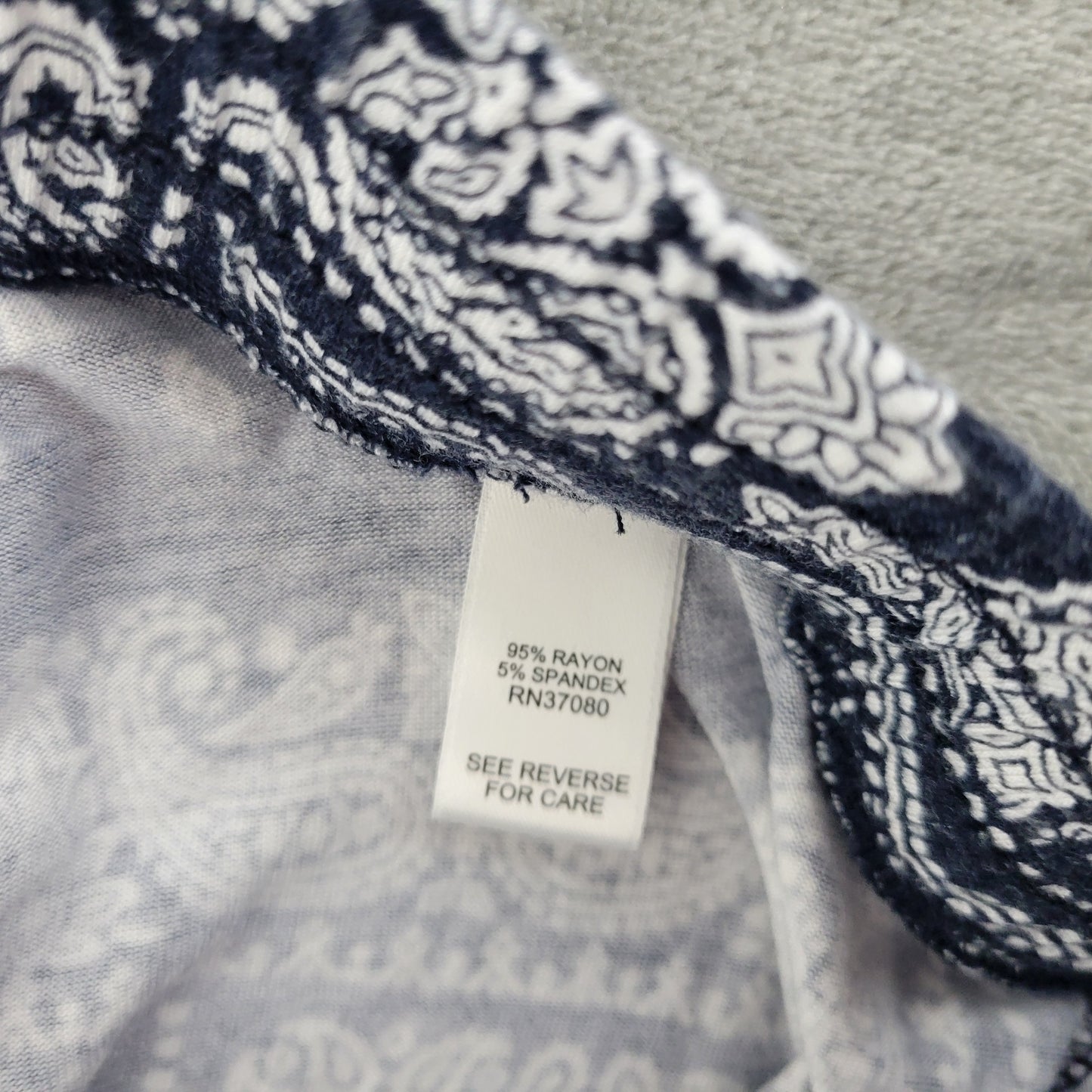 Cato 22W 24W Blue White Paisley Wide Leg Pants Drawstring Elastic Waist PAI41E