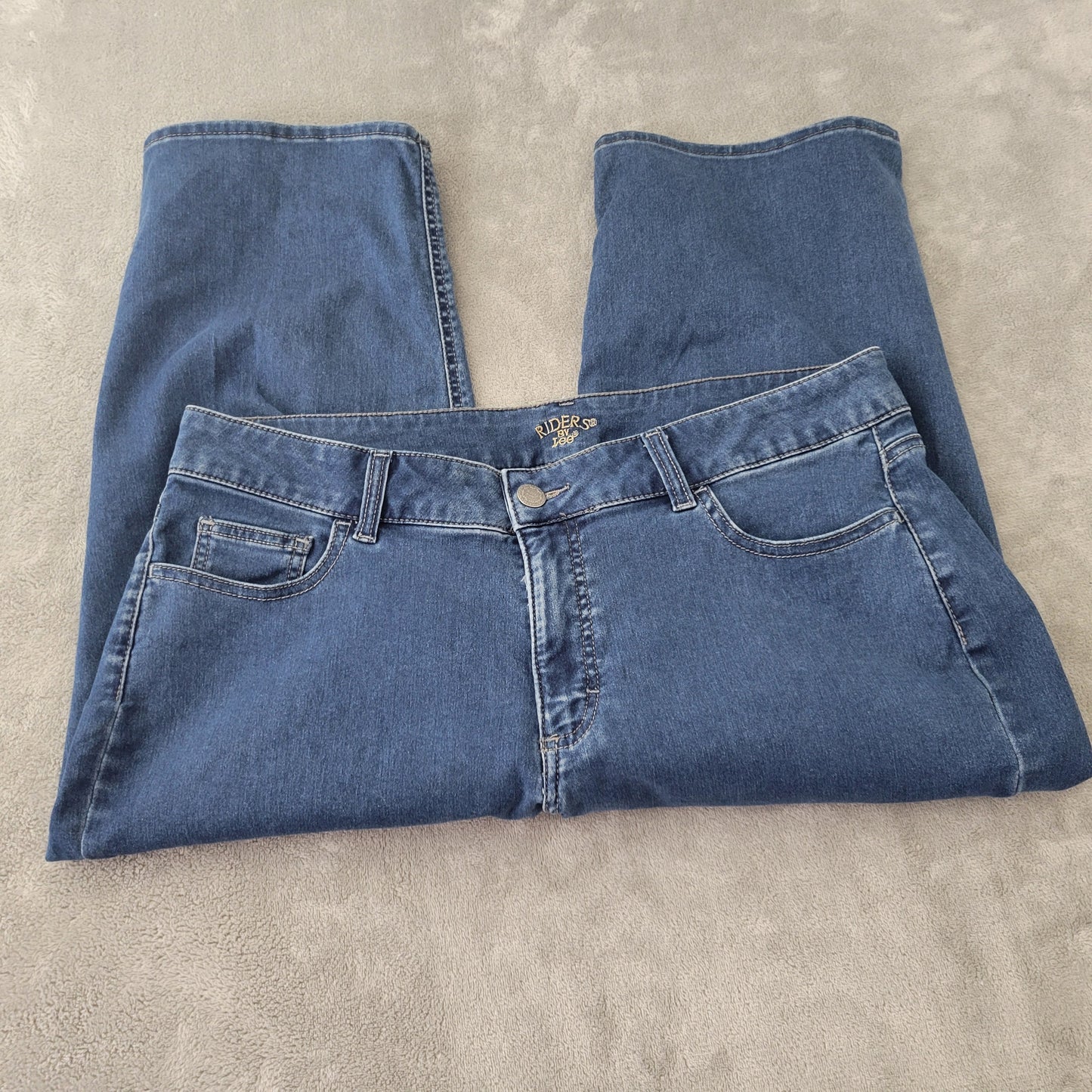 Riders by Lee Jeans 18 Dark Wash Denim Capris Elastic Waist Stretch Blue CAP36E