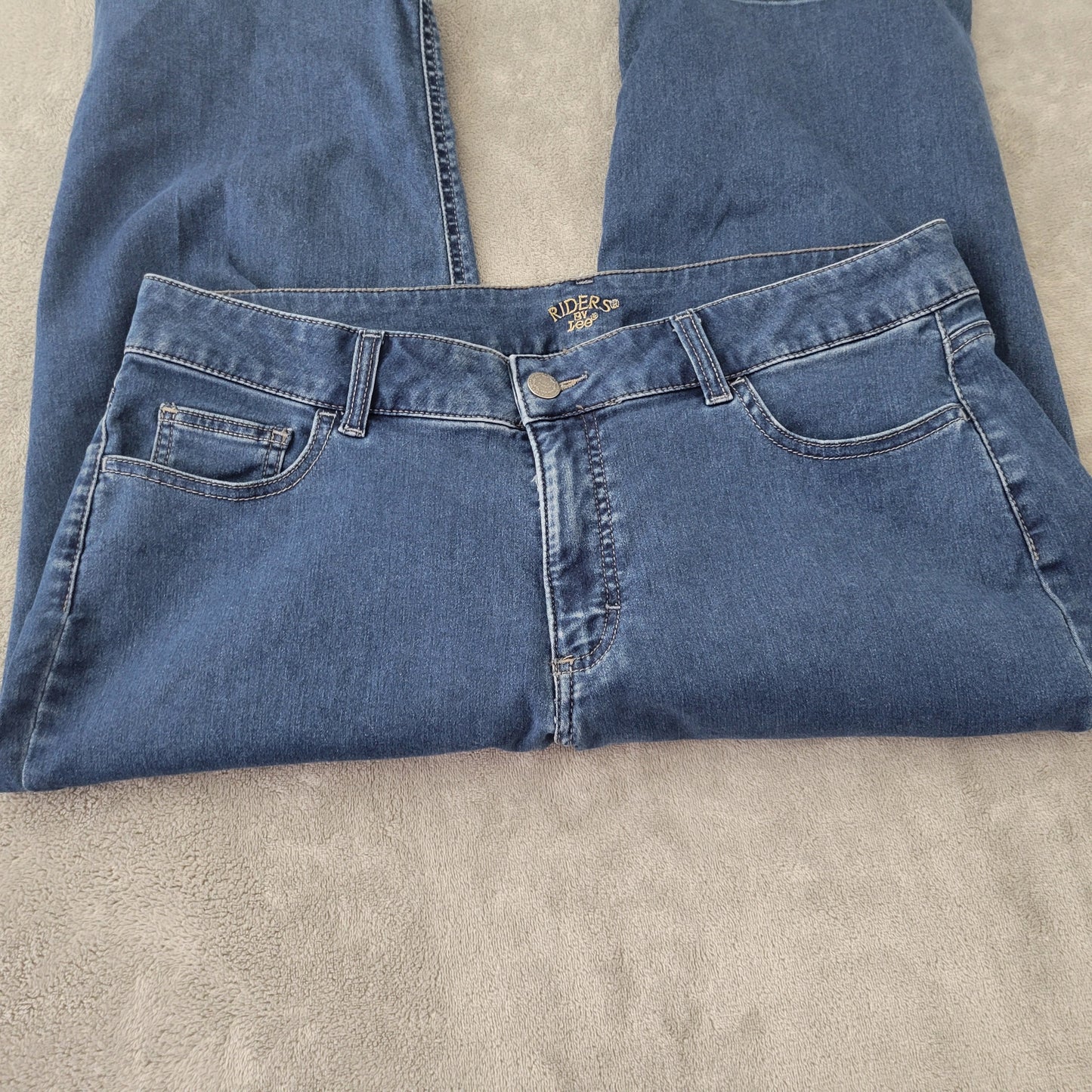 Riders by Lee Jeans 18 Dark Wash Denim Capris Elastic Waist Stretch Blue CAP36E